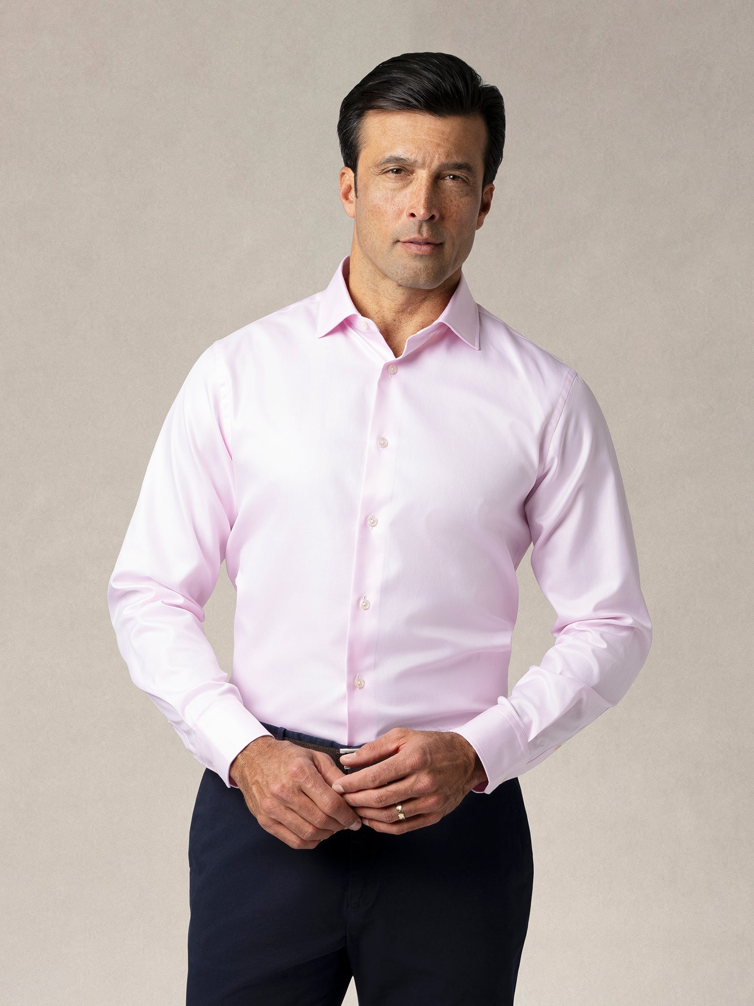 Robert Talbott Reynolds camicia twill rosa cotone