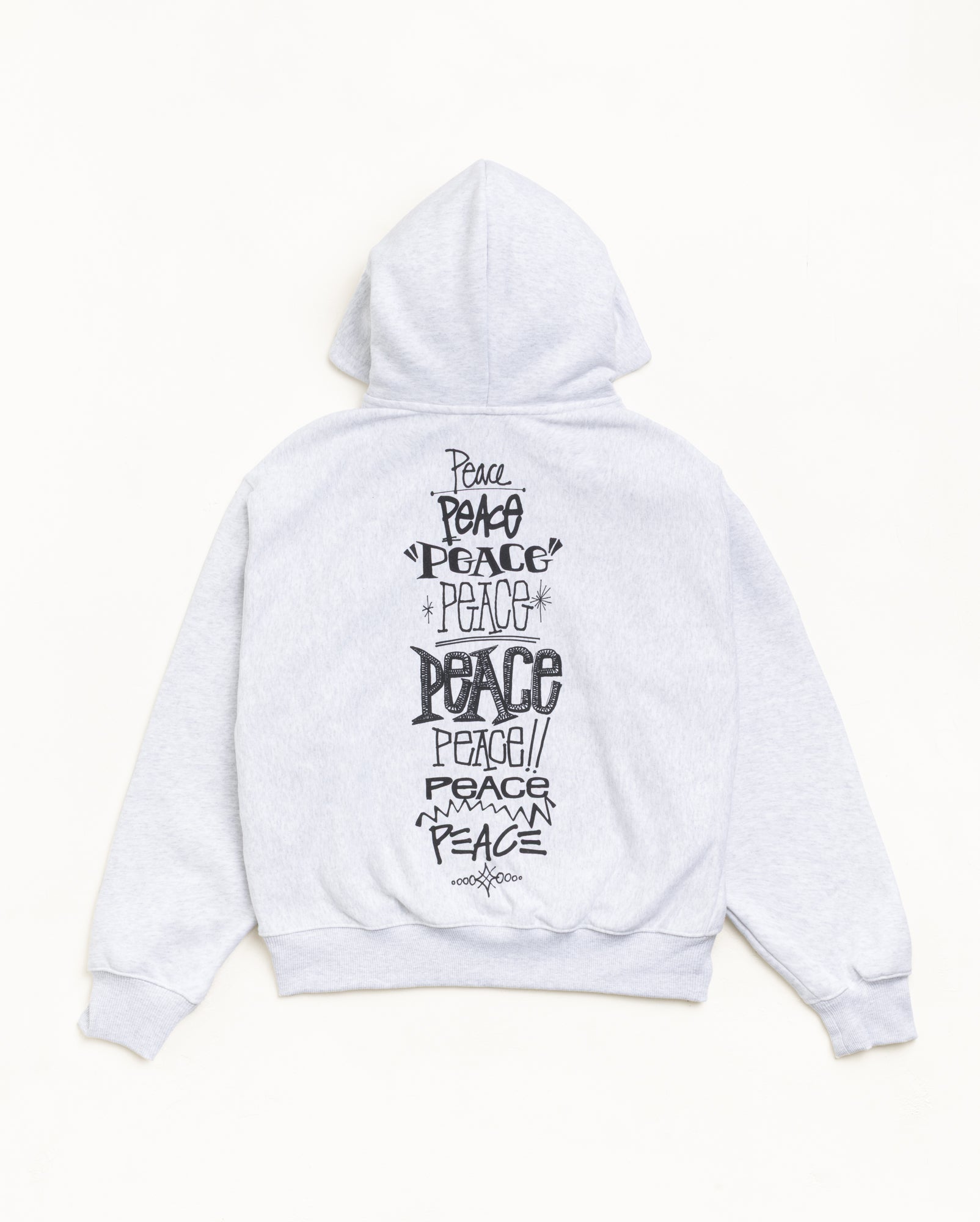 Stussy Peace Increased Zip Hoodie felpa grigia 430gsm