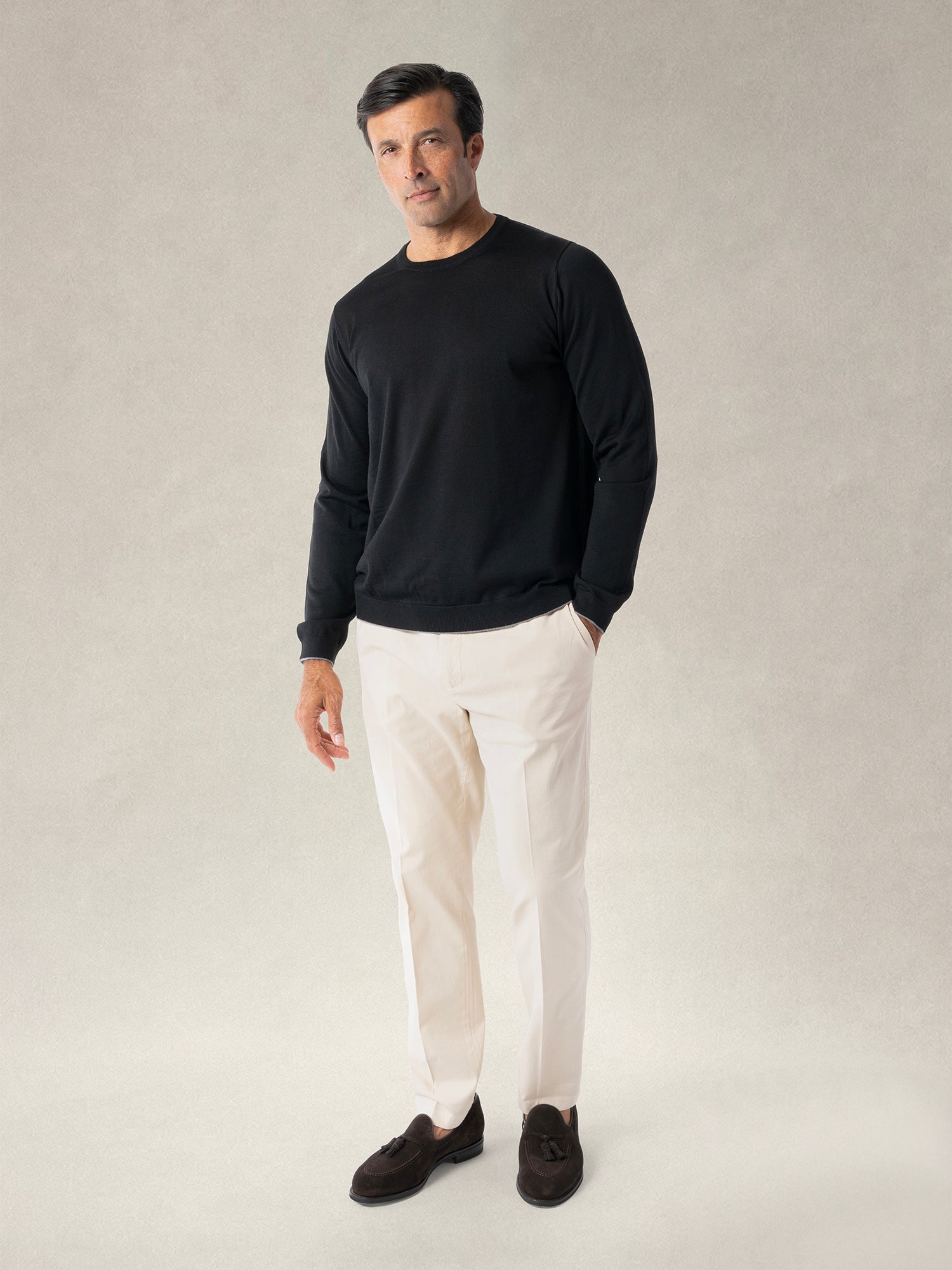 Robert Talbott Keaton maglione merino nero girocollo