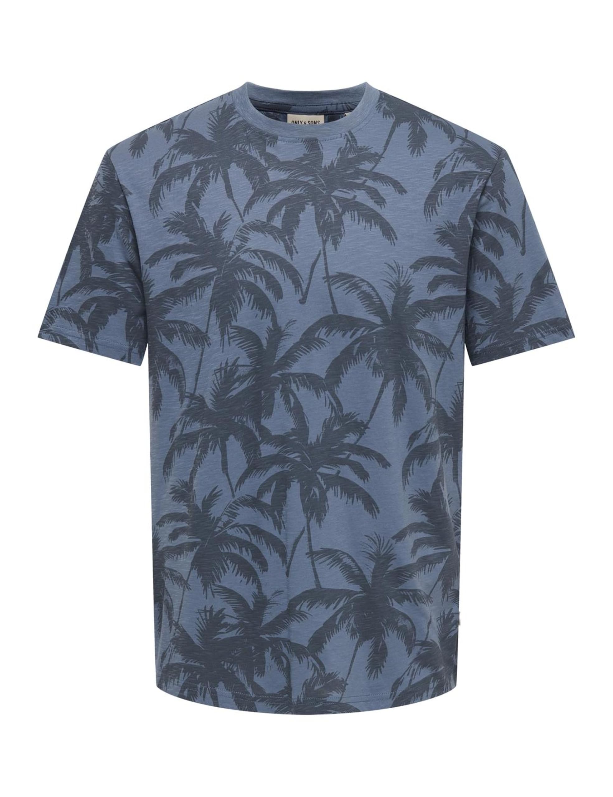 ONLY & SONS Onsperry Life Reg Leaf AOP t-shirt S indigo