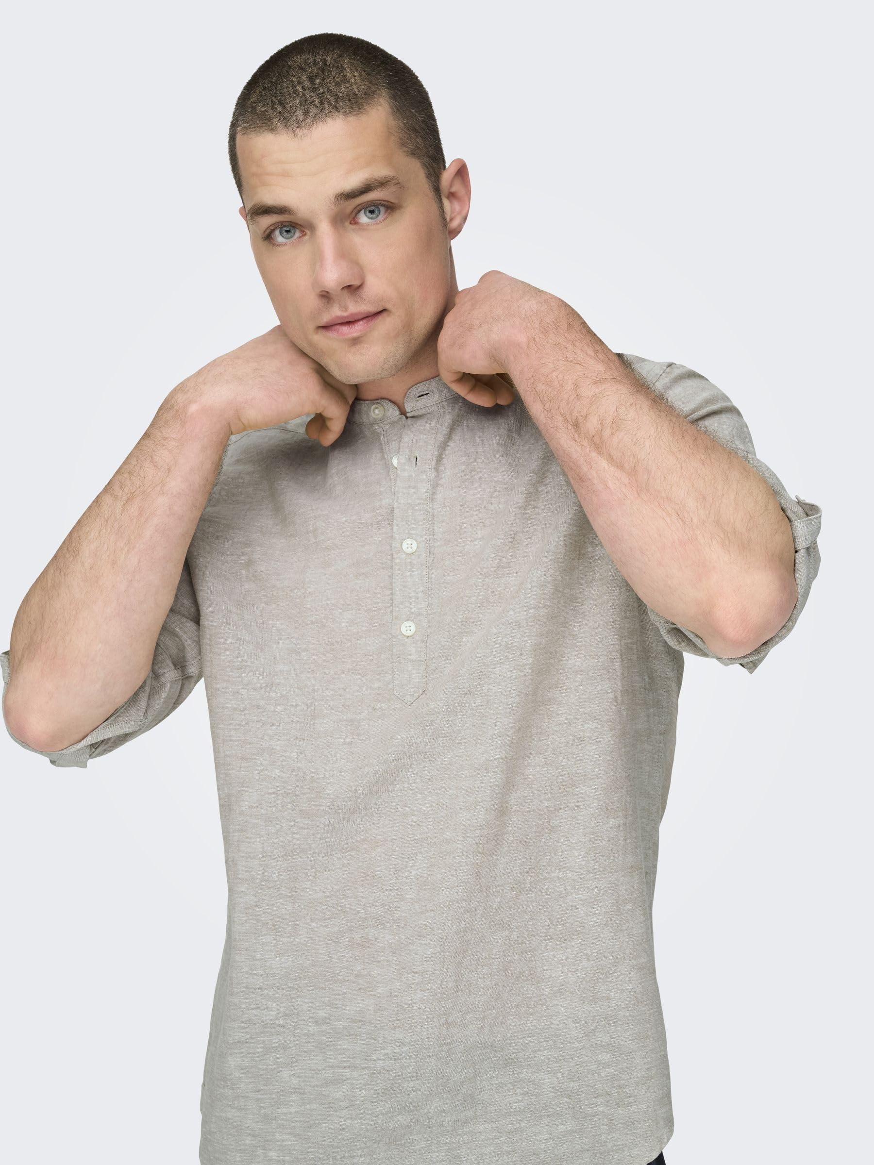 Only & Sons Onscaiden Camicia Uomo Lino Cotone Taglia L