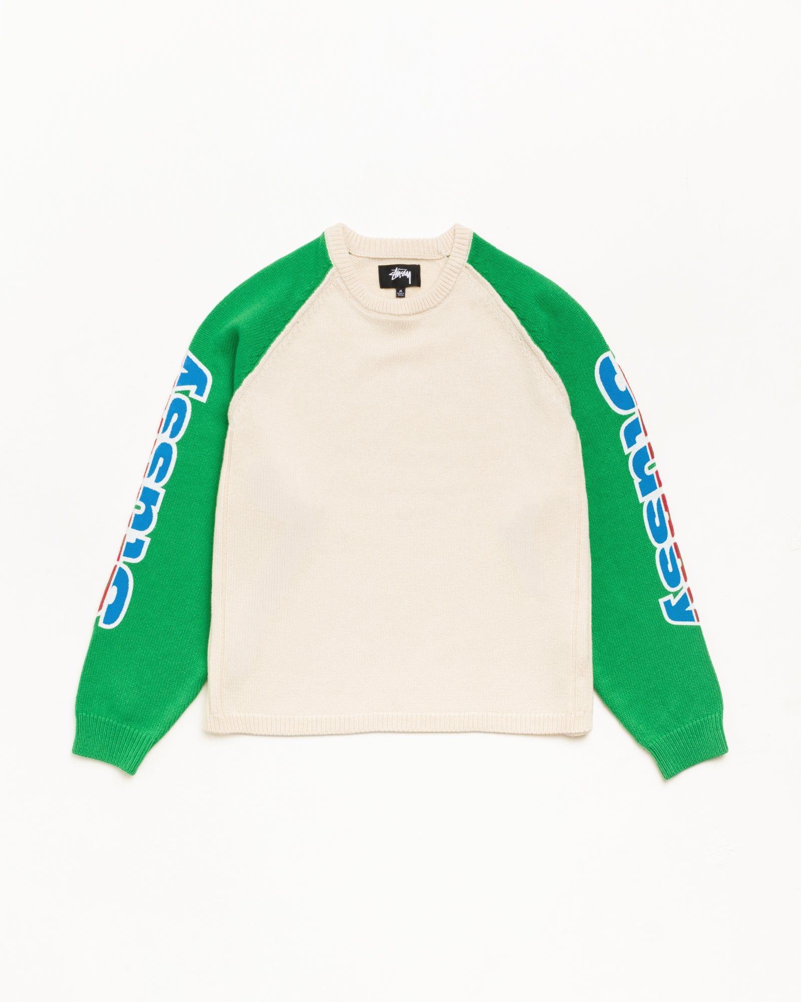 Stussy Two Tone Raglan Sweater maglione lana natural merino