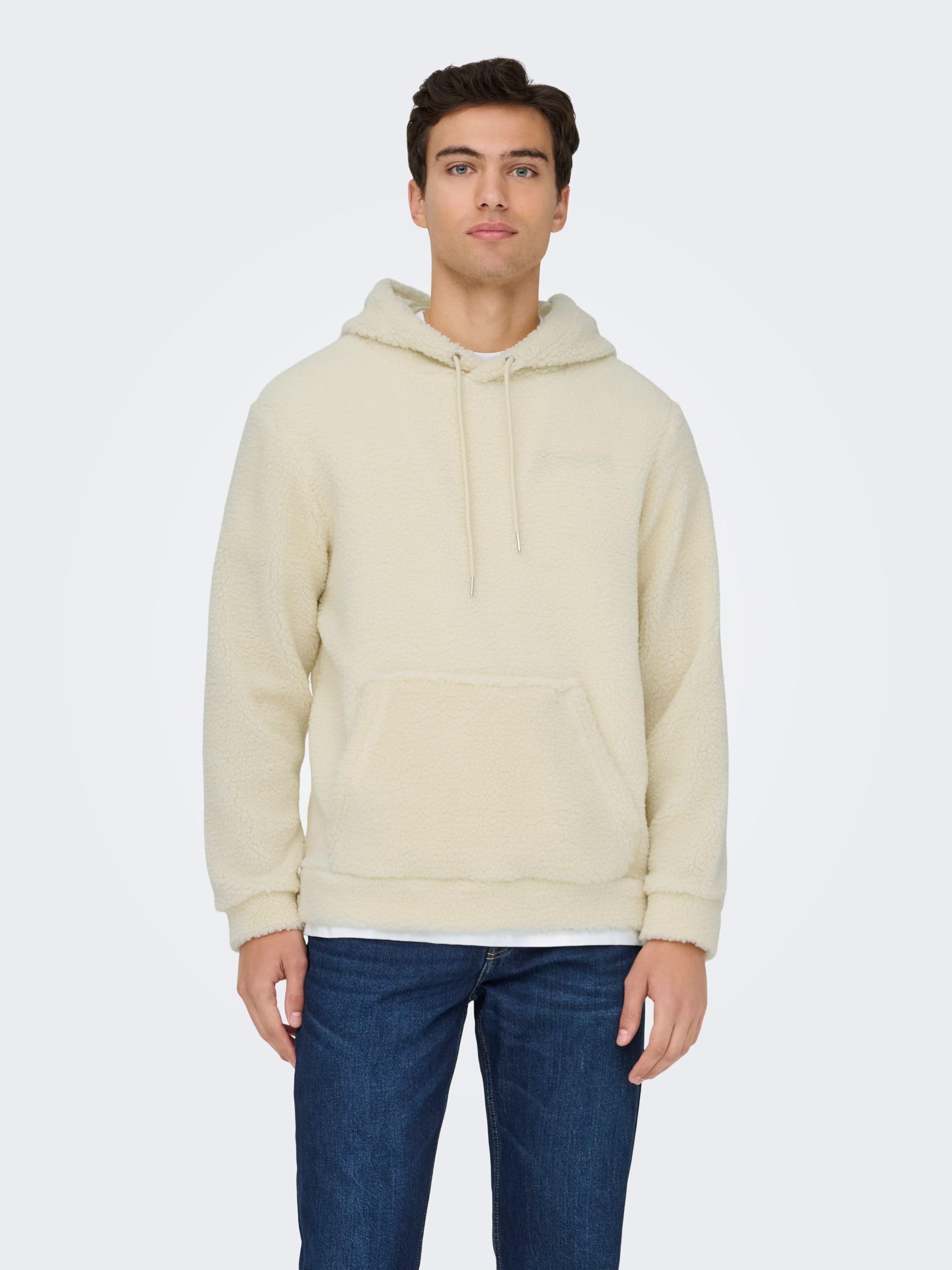 Only & Sons Onsremy Felpa con Cappuccio Teddy Uomo Regular