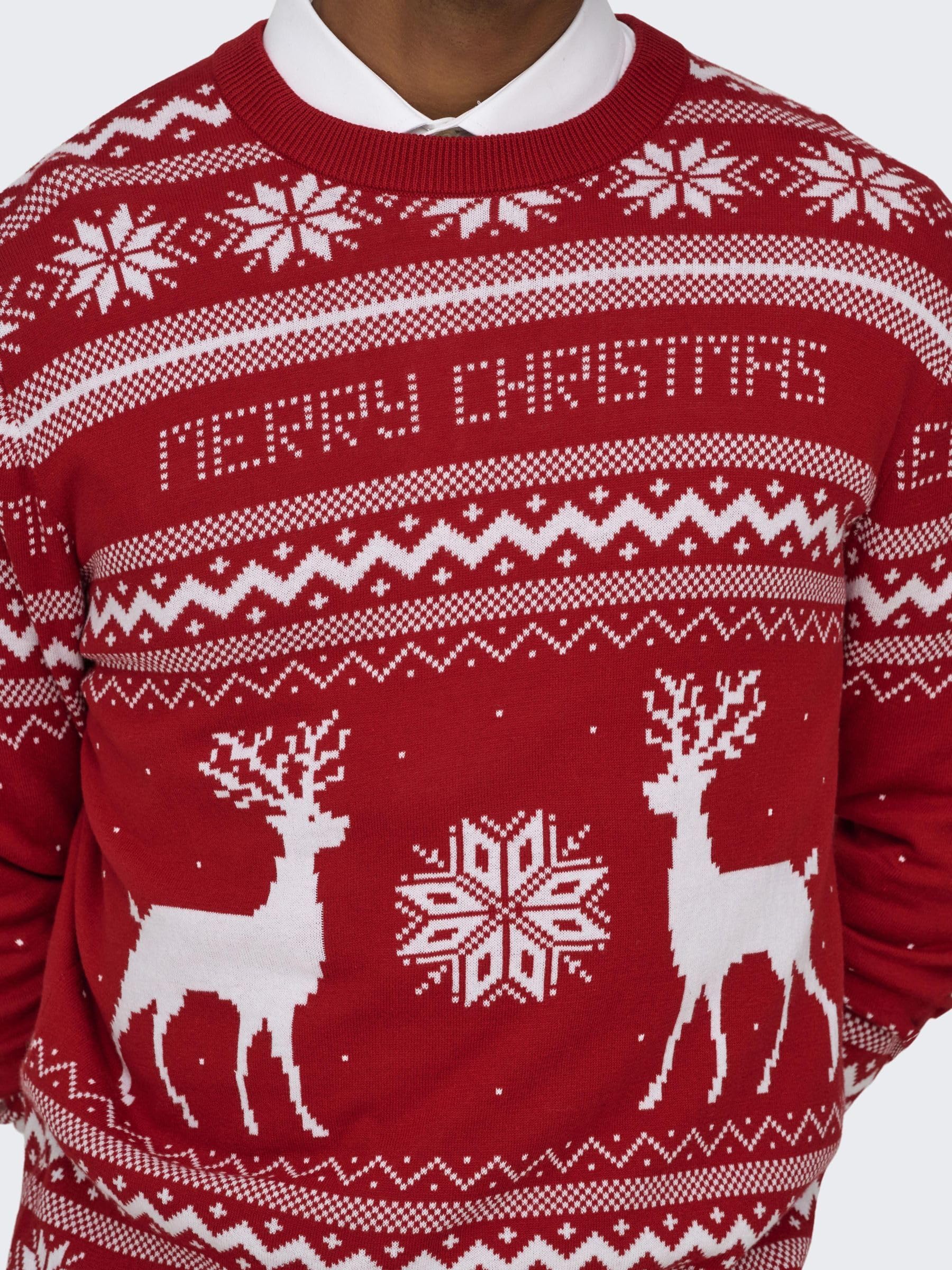 Only & Sons ONSXMAS Pullover Maglione Uomo Girocollo Invernale