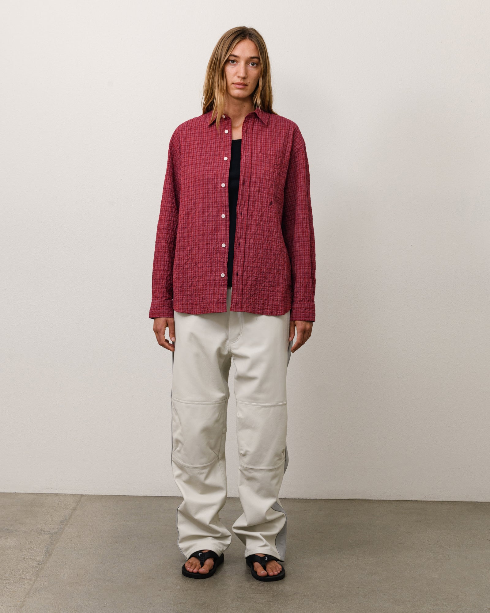 Stussy Standard Crinkle Shirt camicia Burgundy Check