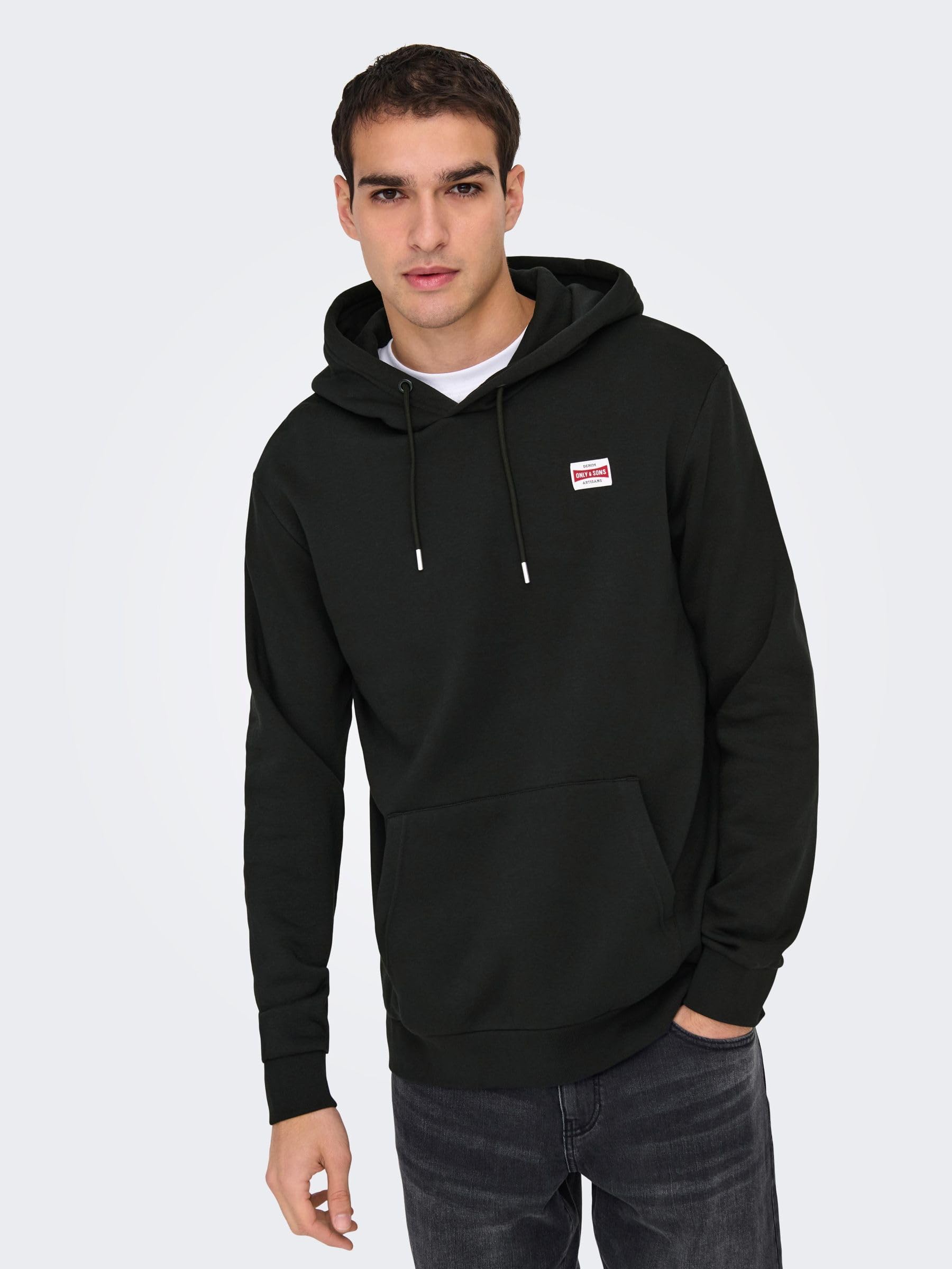 Only & Sons Onsdawson Felpa uomo Jet Black cappuccio