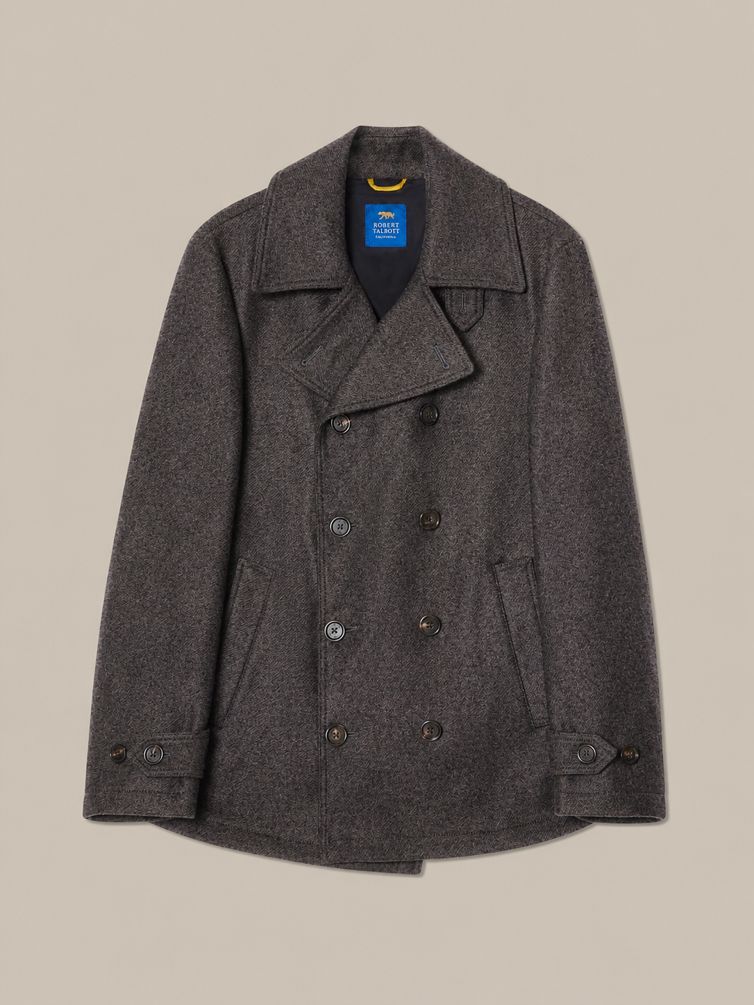 Robert Talbott Curtis Peacoat cappotto lana grigio scuro