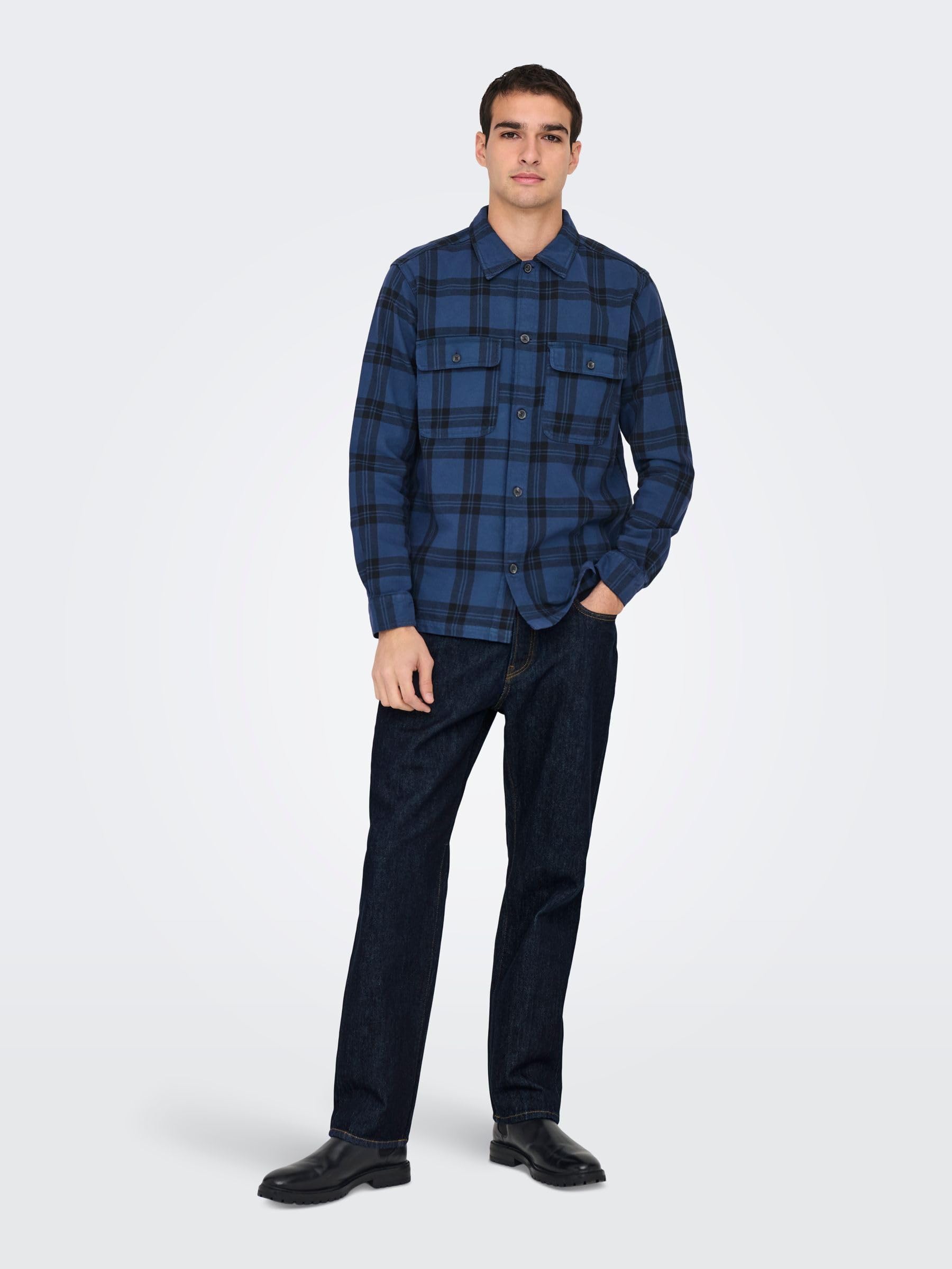 Only & Sons Onsedge Straight Jeans Uomo 30W/32L Blu Denim