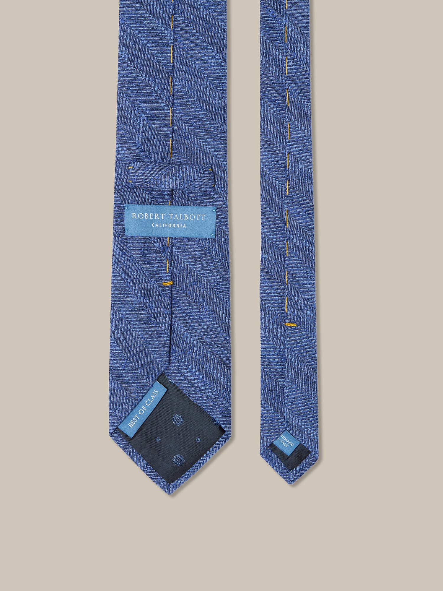 Robert Talbott Robert Herringbone Shantung cravatta seta azzurro chiaro