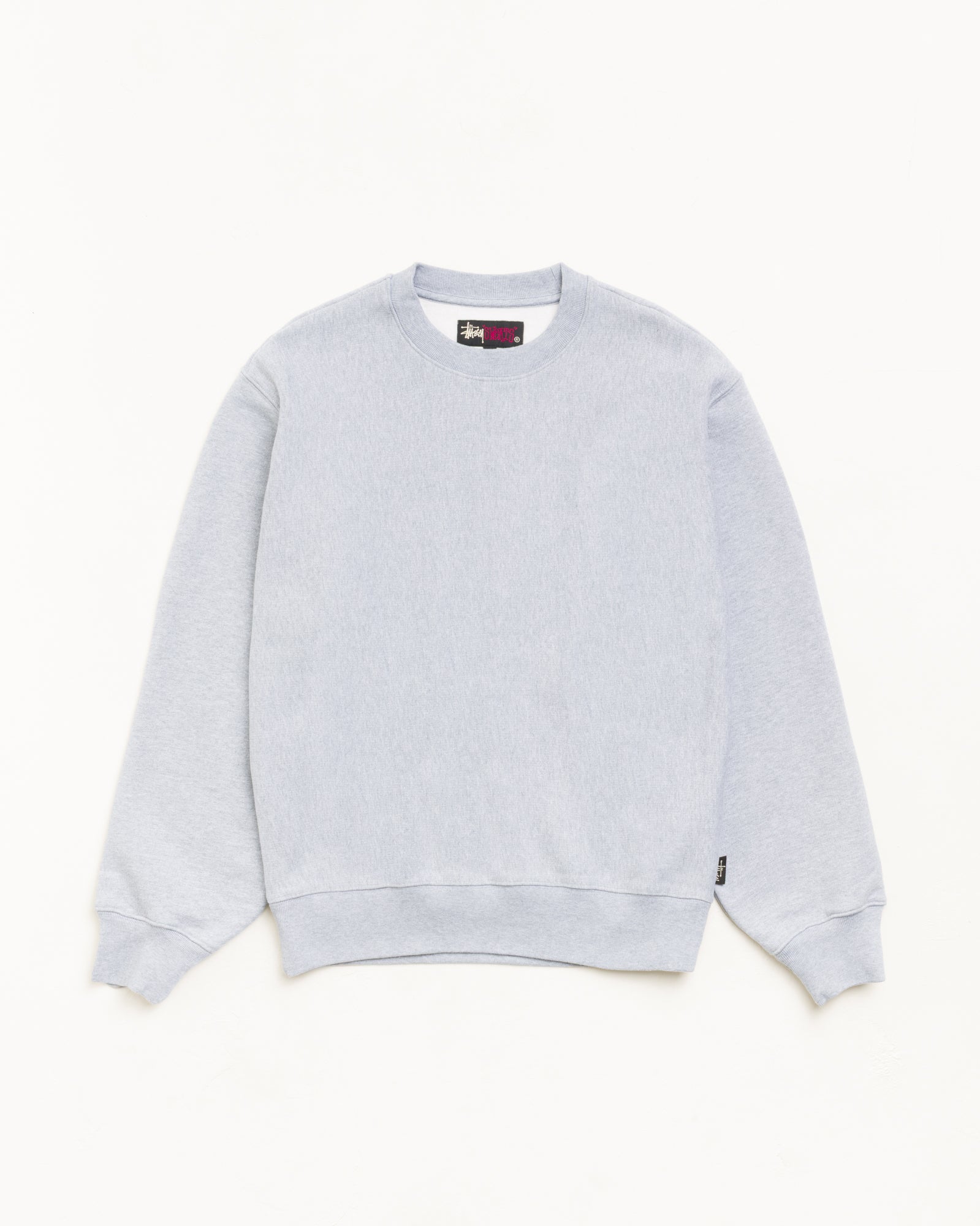 Stussy Fleece Crew felpa grigia cotone 530 gsm
