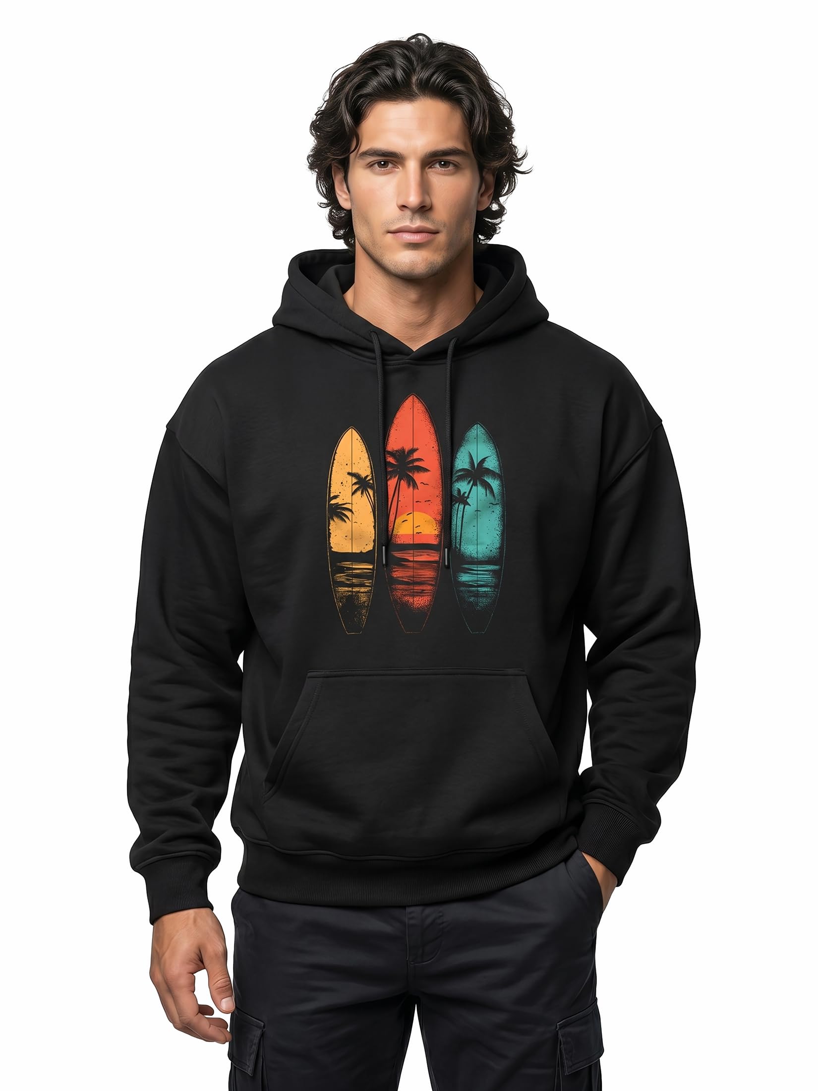 MAKAYA Surf Palme felpa con cappuccio uomo M vintage