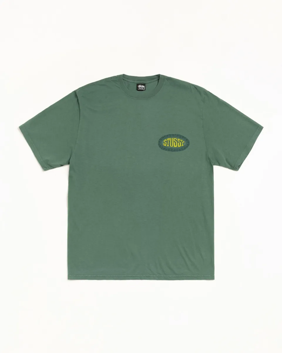 Stussy Tile Oval Tee t-shirt pine cotone 220gsm grafica