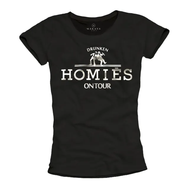 Makaya Drunken Homies T-Shirt Donna Nera S Cotone