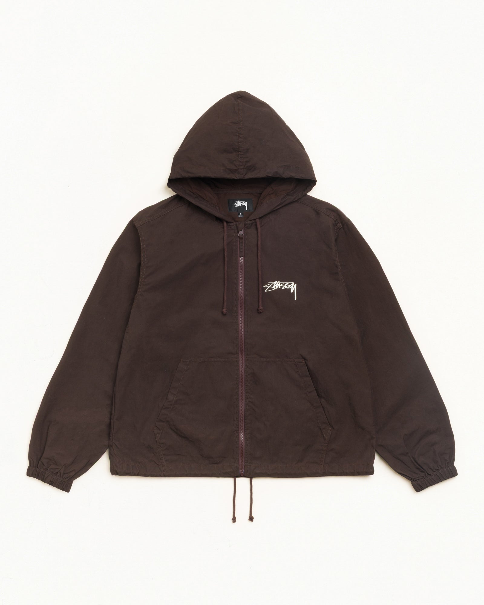 Stussy Waxed Cotton Beach Shell giacca marrone cotone cerato