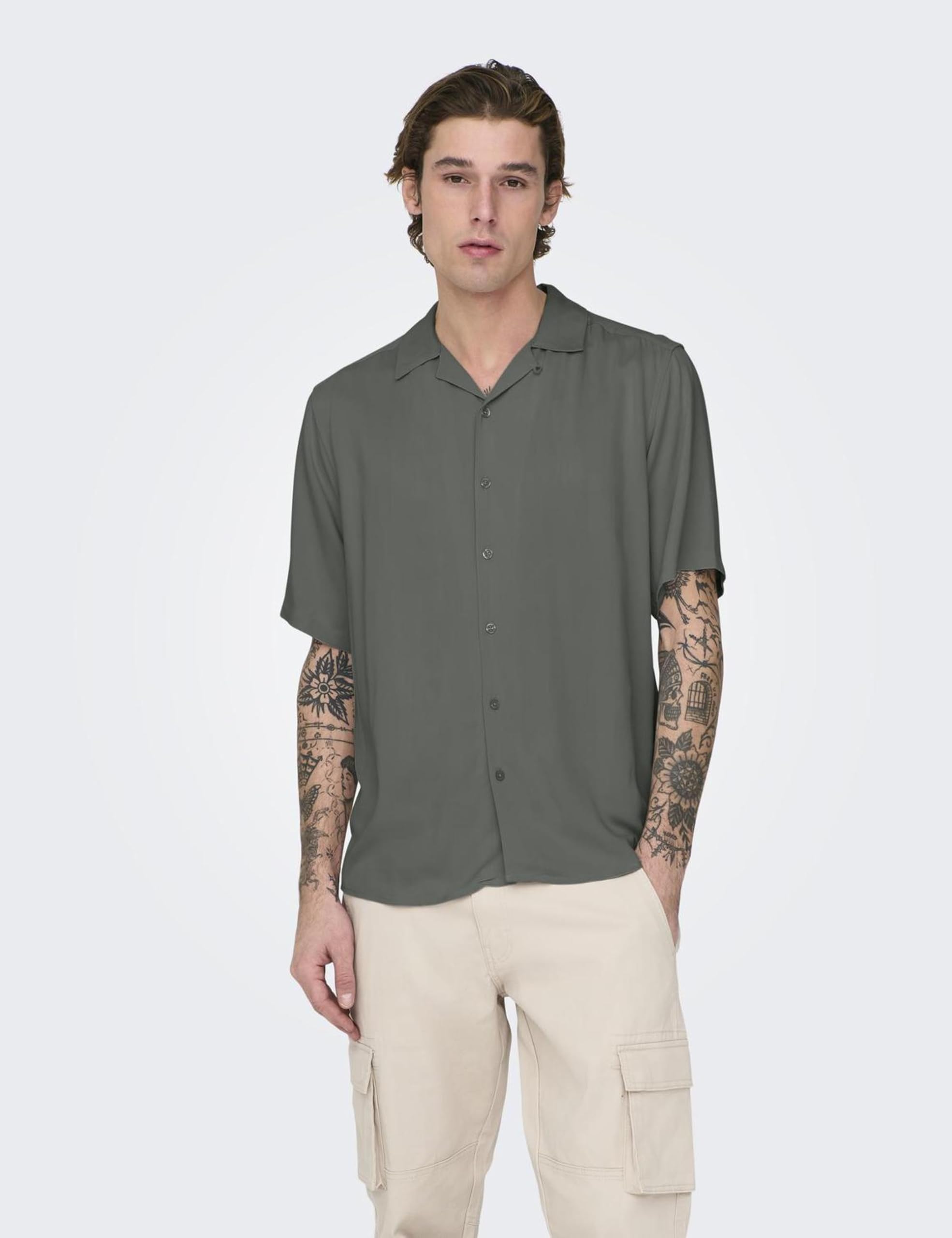 Only & Sons Onsdash Visc Camicia Uomo L Grigia