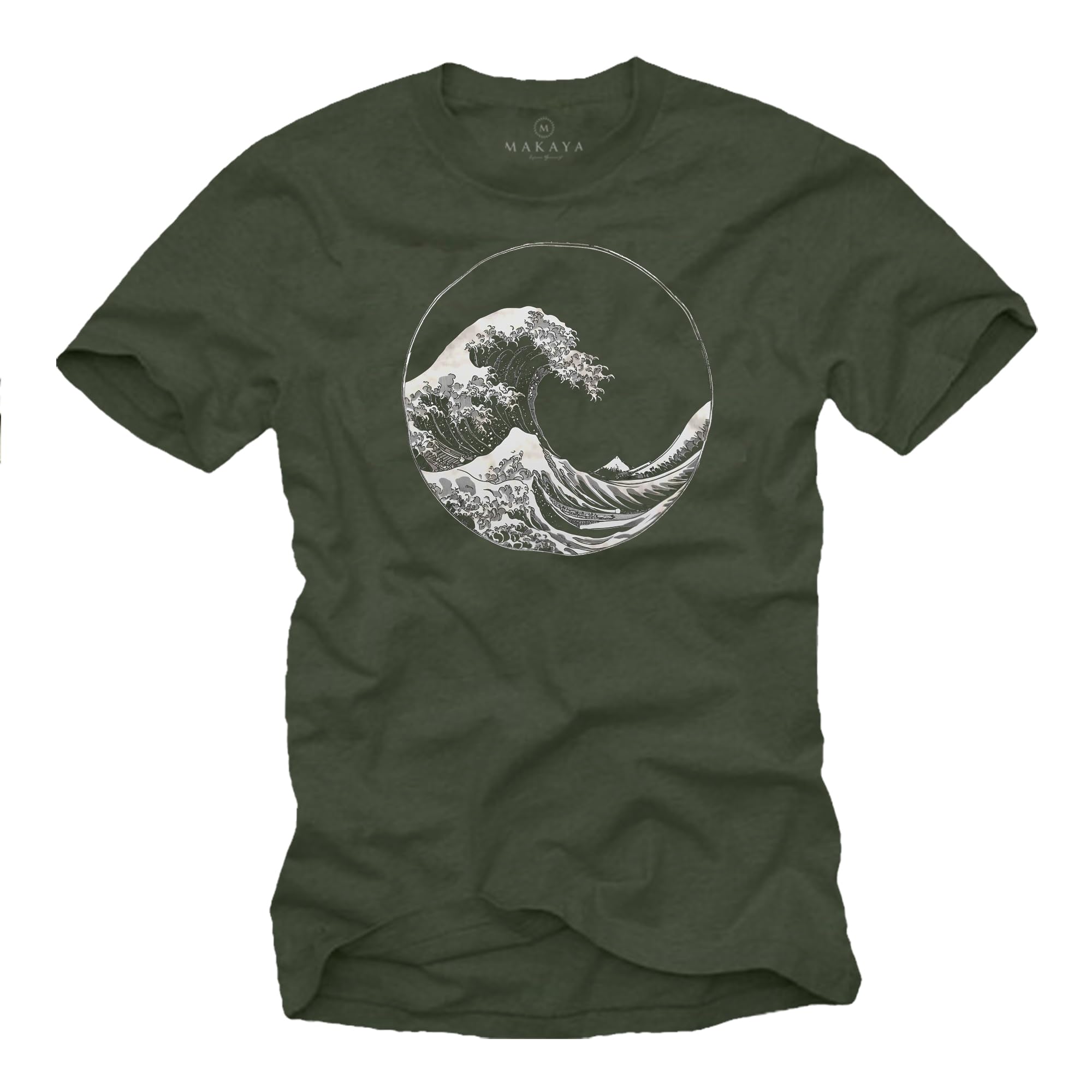 MAKAYA Onda Kanagawa T-Shirt Uomo Cotone Blu