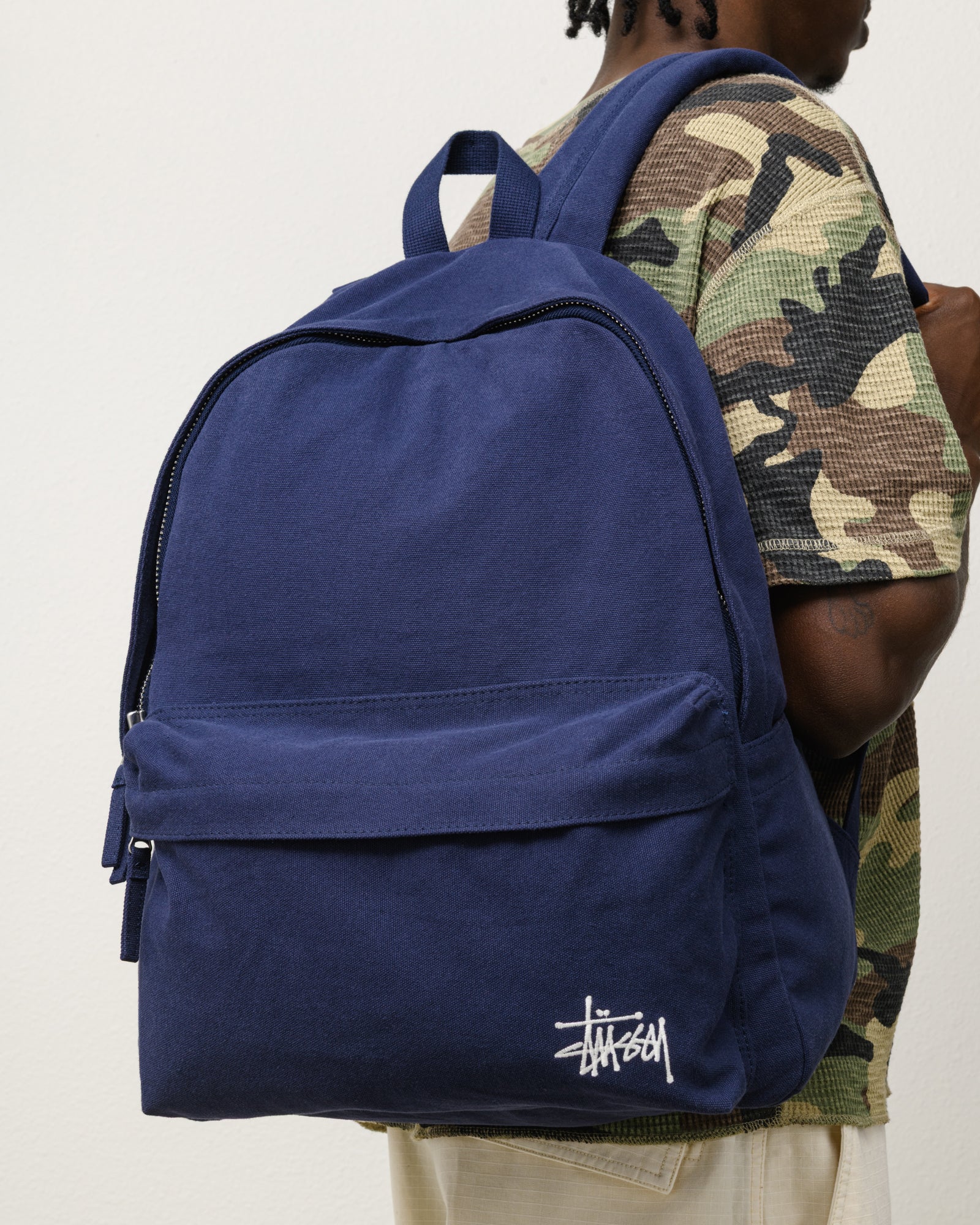 Stussy Canvas Backpack zaino blu navy cotone laptop 16"