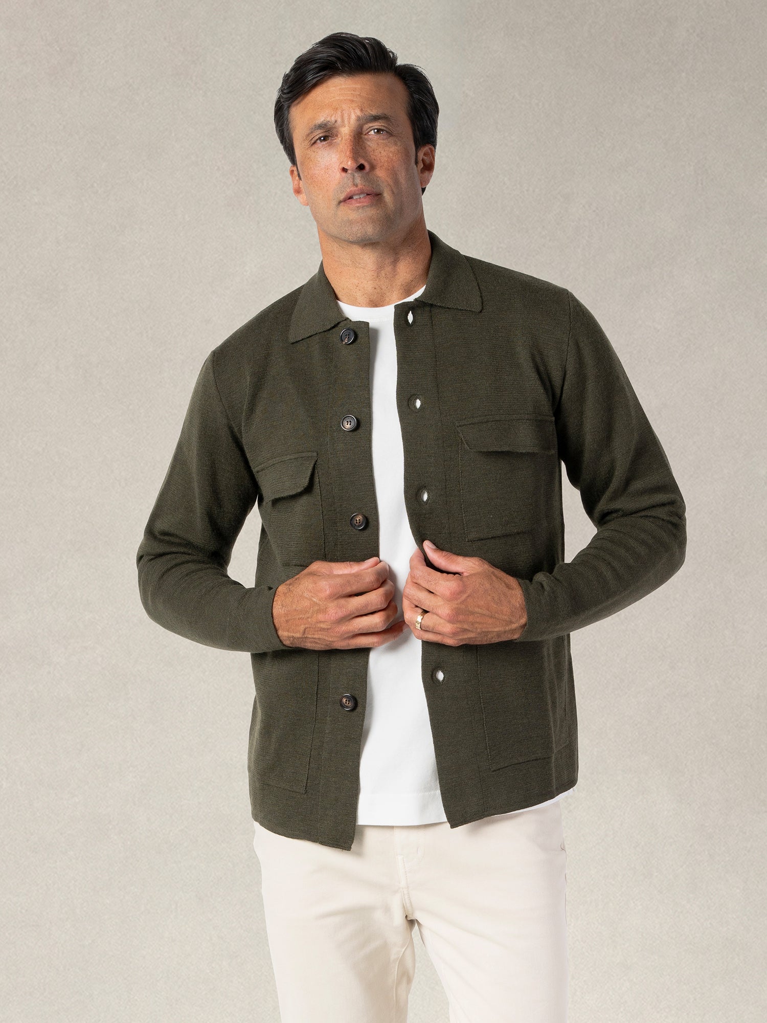 Robert Talbott Landon giacca maglia verde lana merino