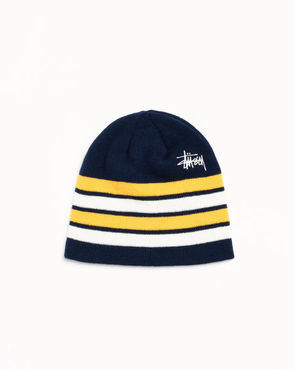 Stussy Skullcap Basic Stripe Beanie Blu Navy Acrilico