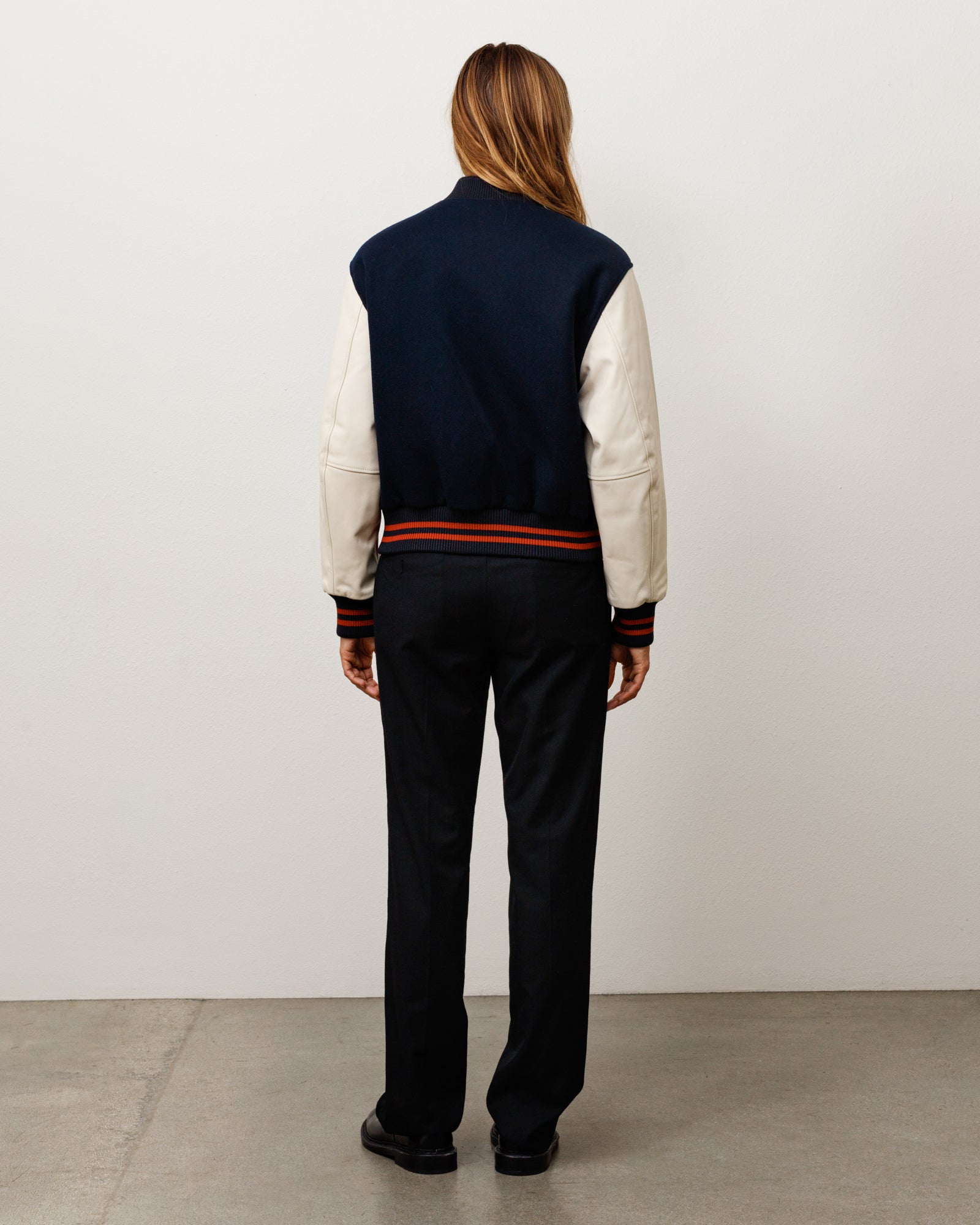 Stussy Outerwear Wool Varsity giacca navy lana pelle