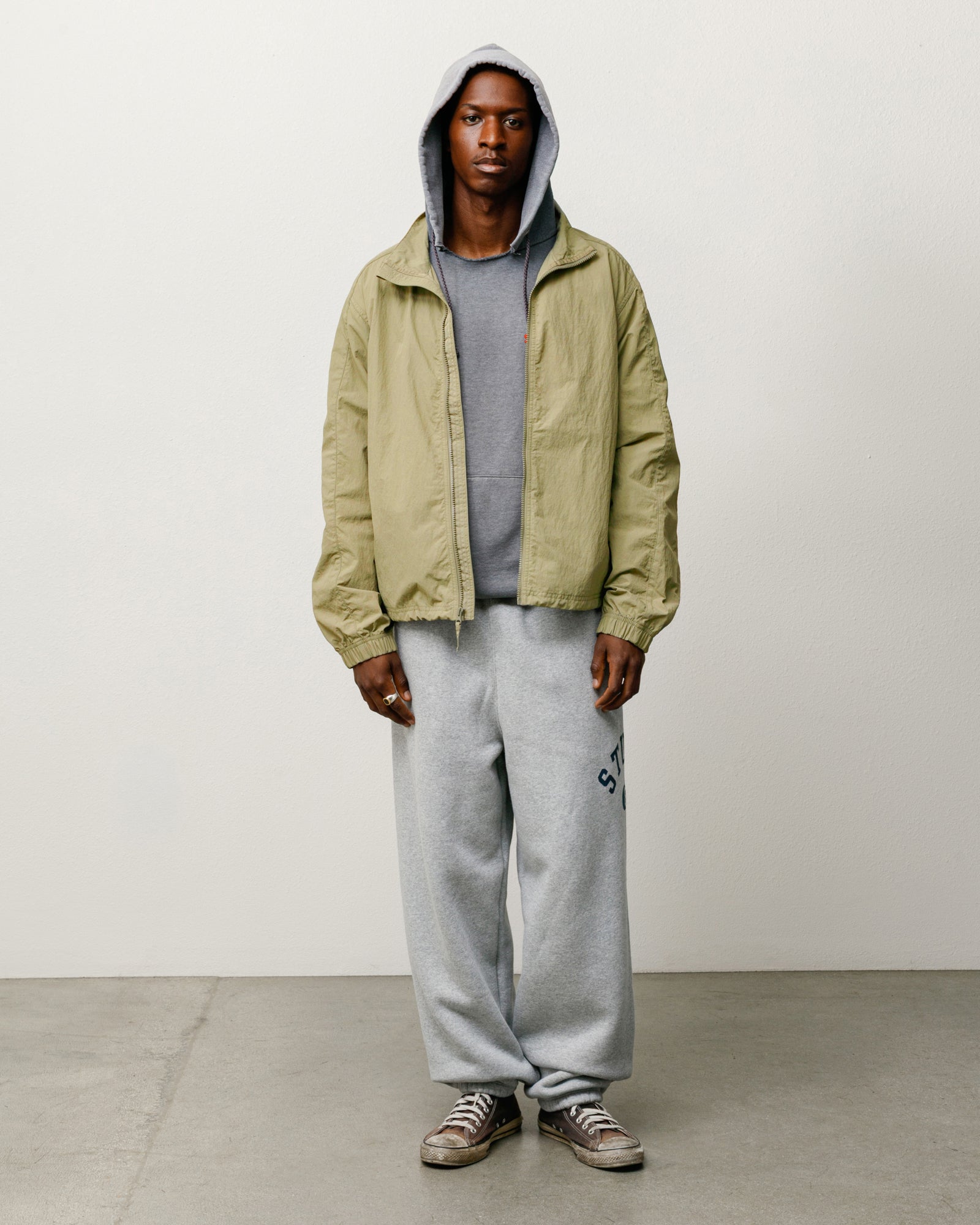 Stussy Lightweight Mock Jacket giacca kaki nylon