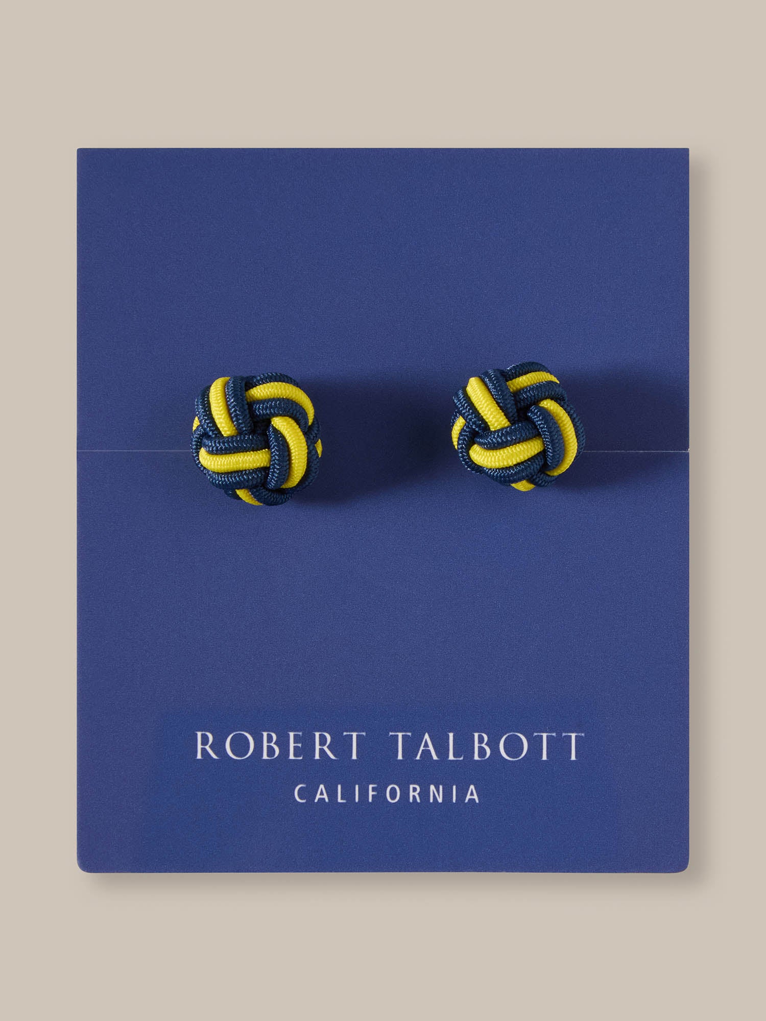 Robert Talbott Grant gemelli nodo blu golden poppy corda