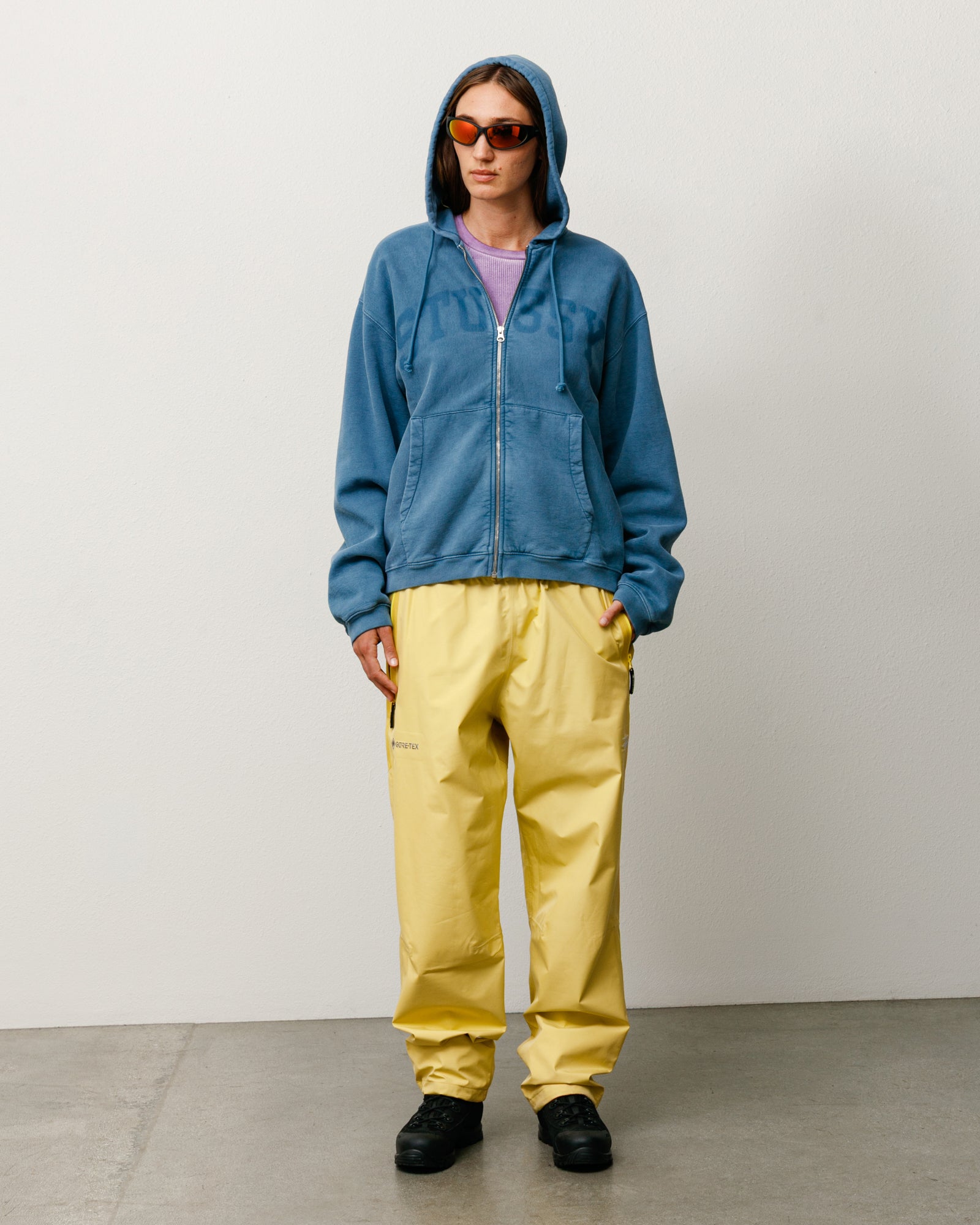 Stussy Faded Graphic Zip Hoodie felpa blu navy 500 gsm