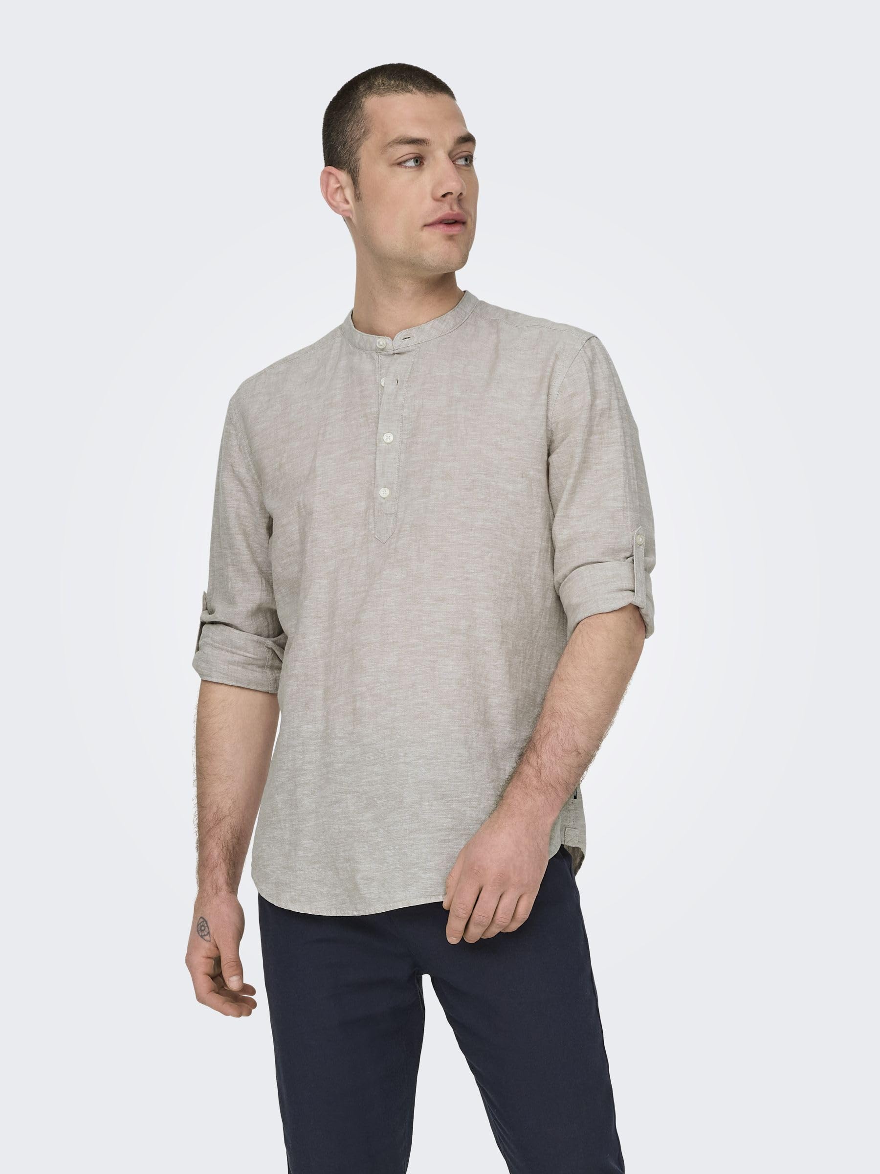 Only & Sons Onscaiden Camicia Uomo Lino Cotone Taglia L