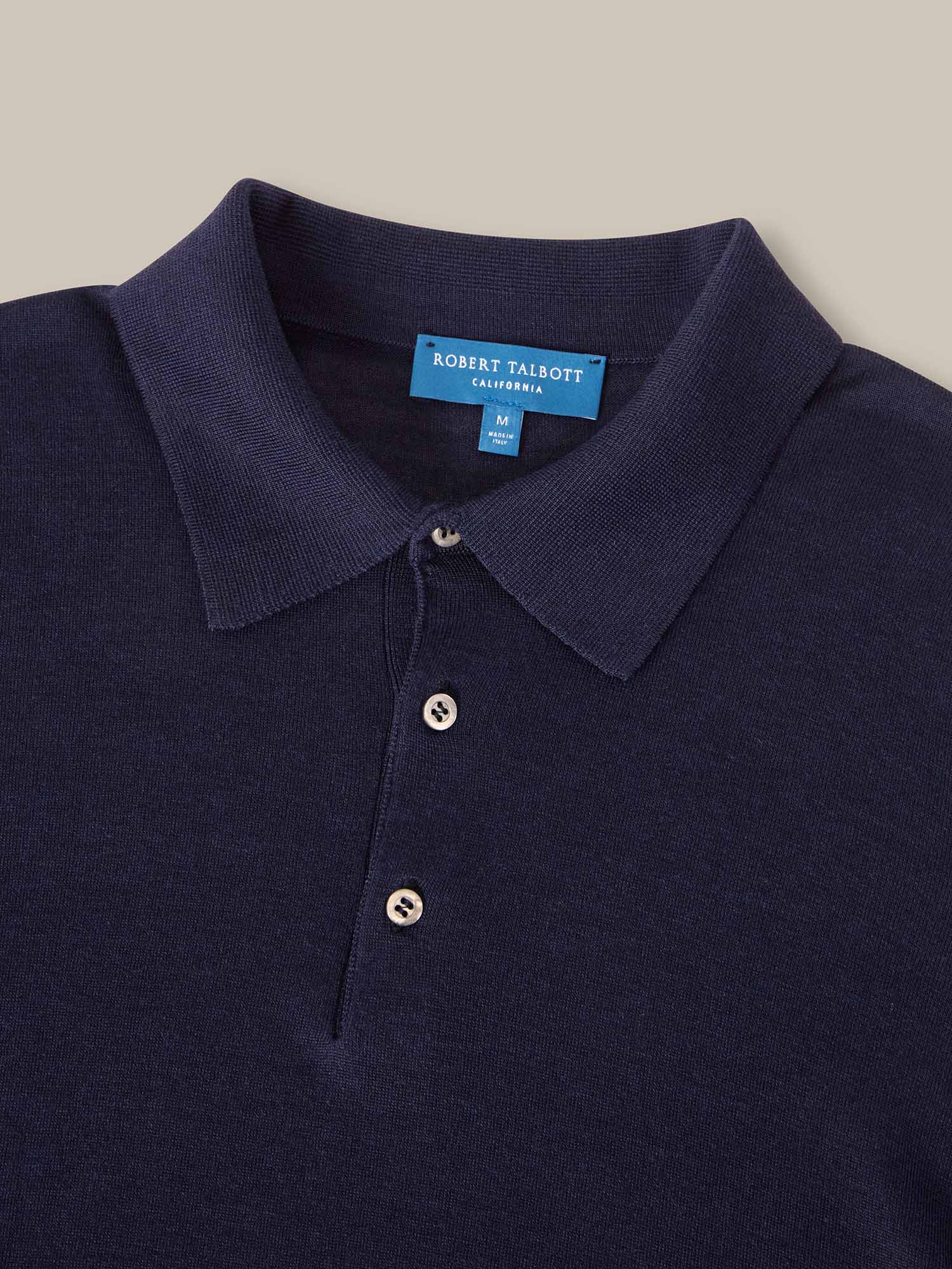 Robert Talbott Henson maglione polo lana seta blu navy