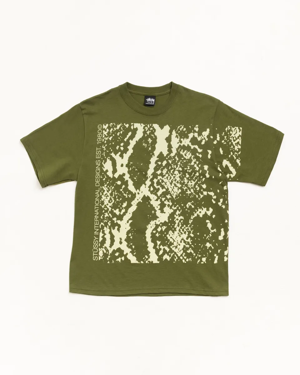 Stussy Snakeskin Tee maglietta oliva 100% cotone