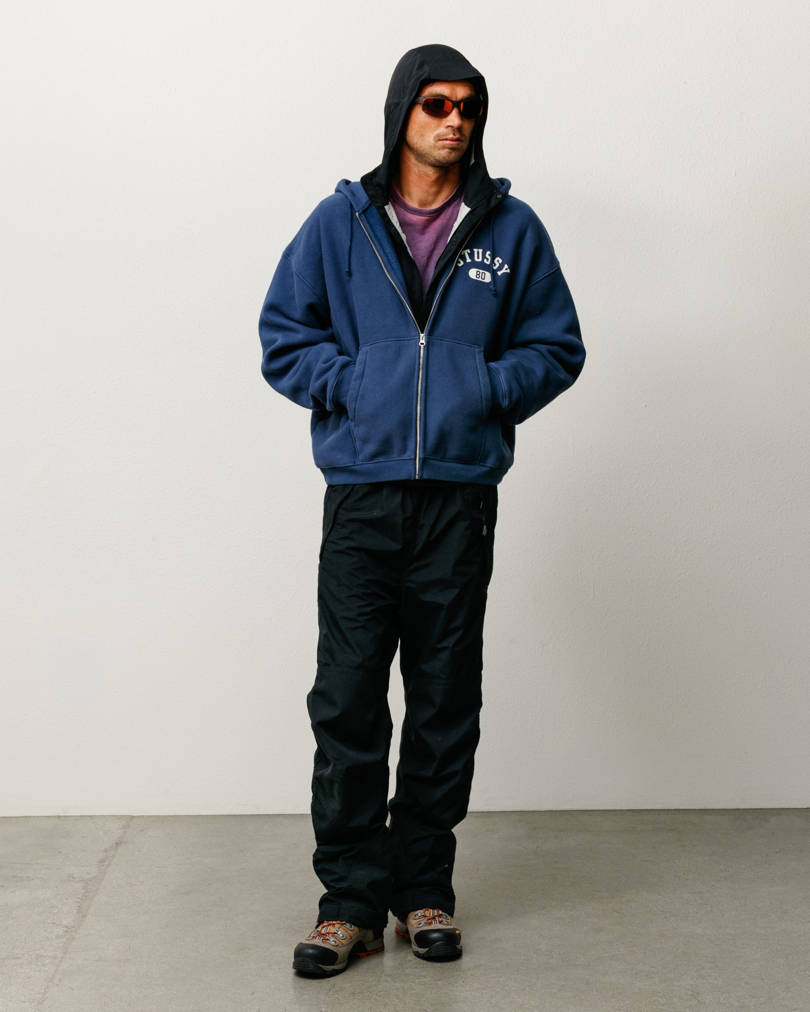 Stussy Zip Sweats Varsity Zip Hoodie felpa navy 535 gsm