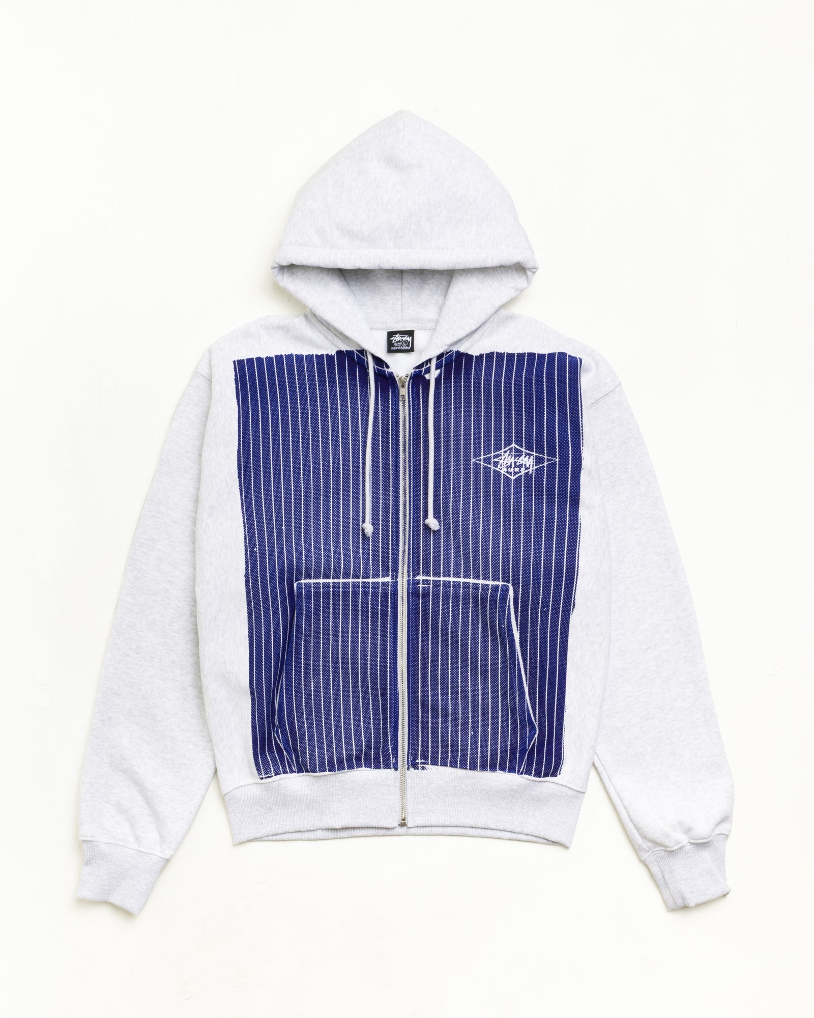 Stussy Printed Pattern Zip Hoodie felpa Blue Pinstripe