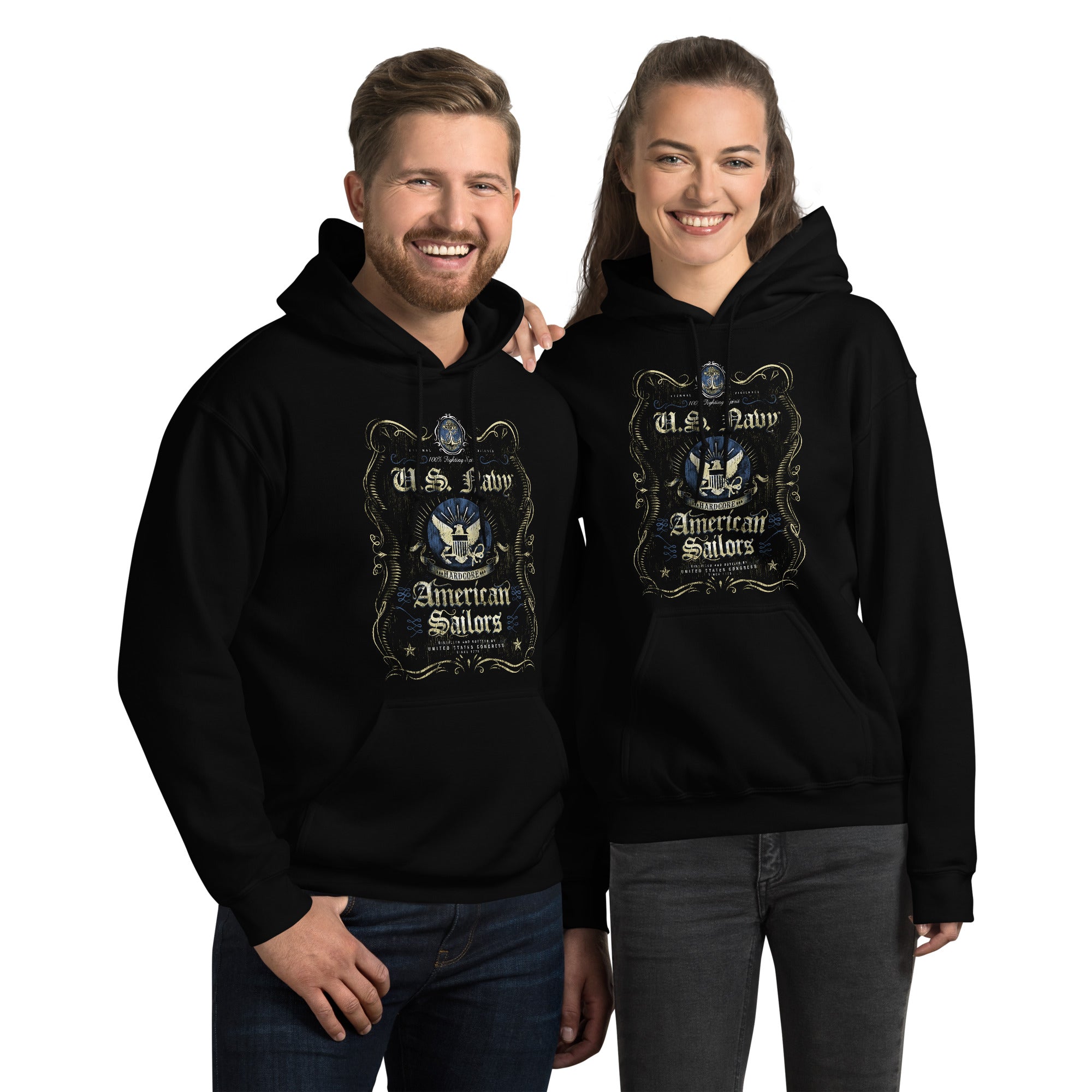7.62 Design Navy Fighting Spirit felpa nera cappuccio