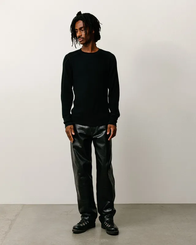 Stussy Wool LS Thermal maglia lana black waffle girocollo