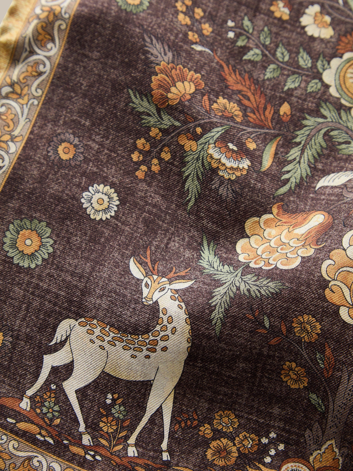 Robert Talbott Collins pochette seta marrone multi