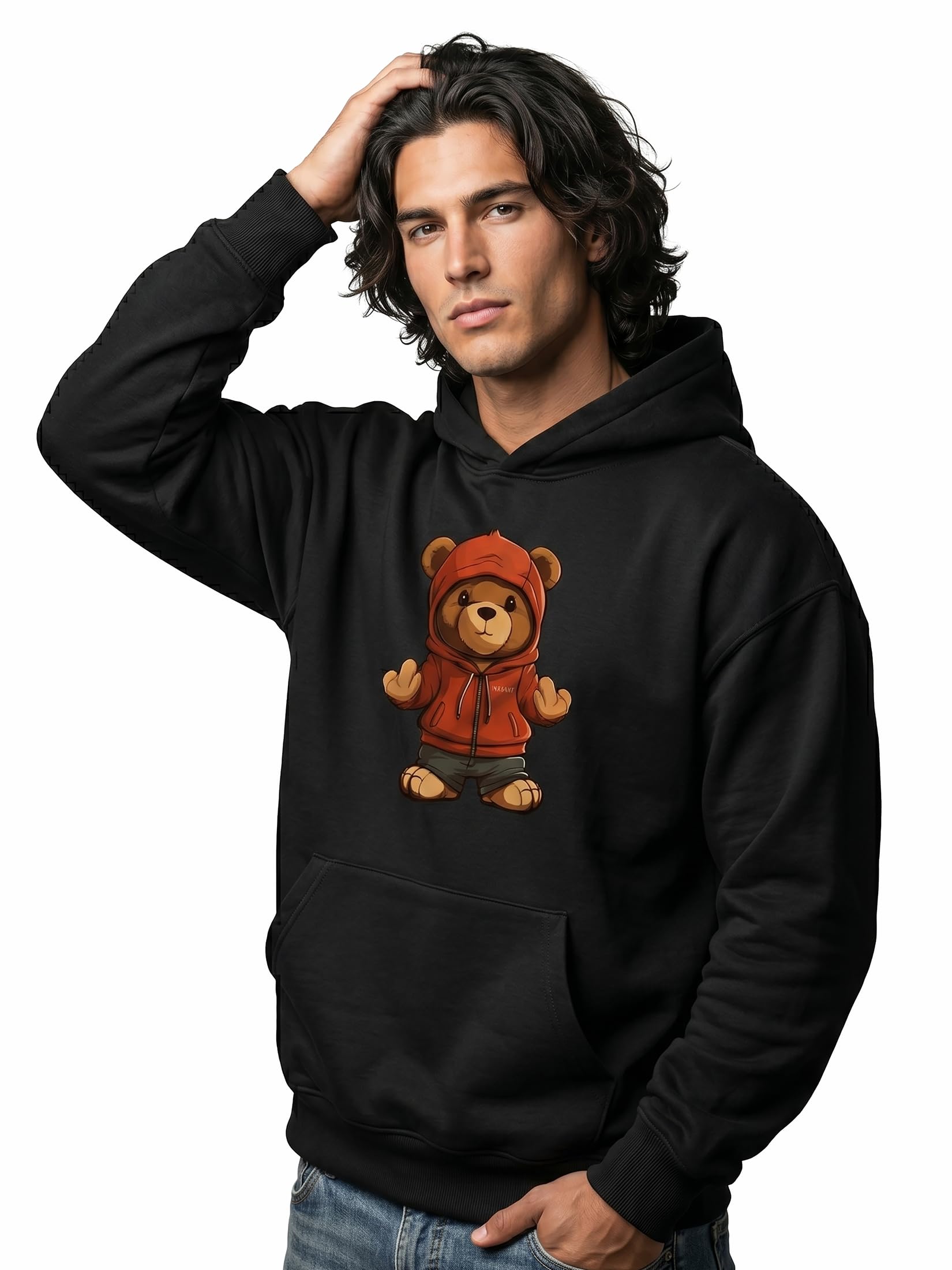 MAKAYA Felpe con Cappuccio Orso felpa uomo M