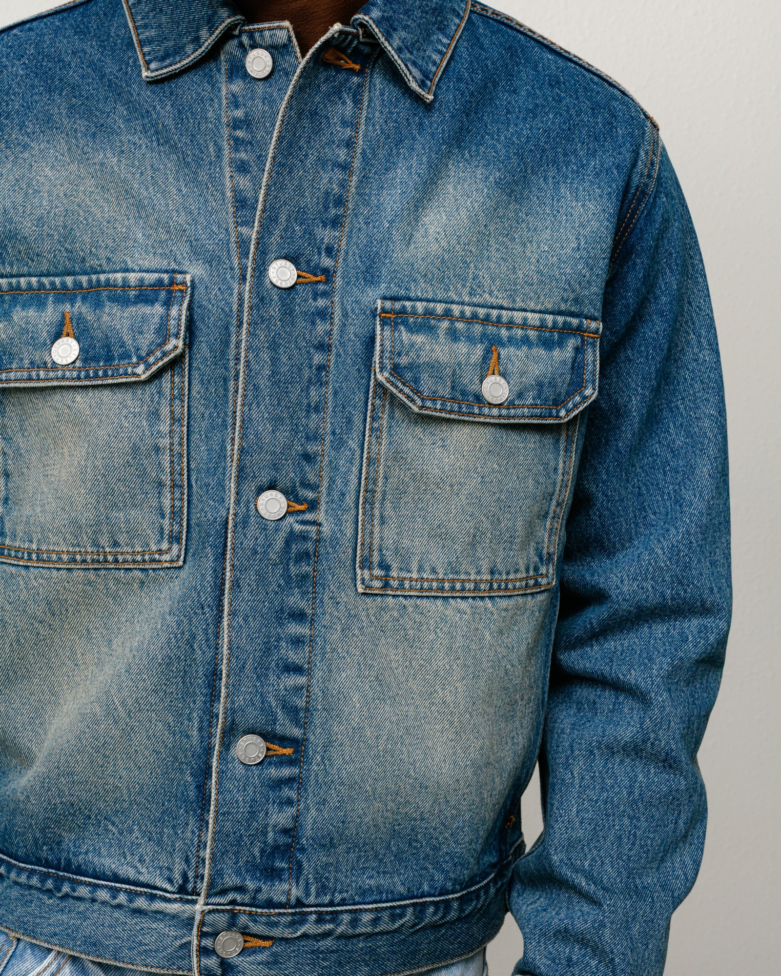 Stussy Denim Trucker giacca jeans indigo 100% cotone