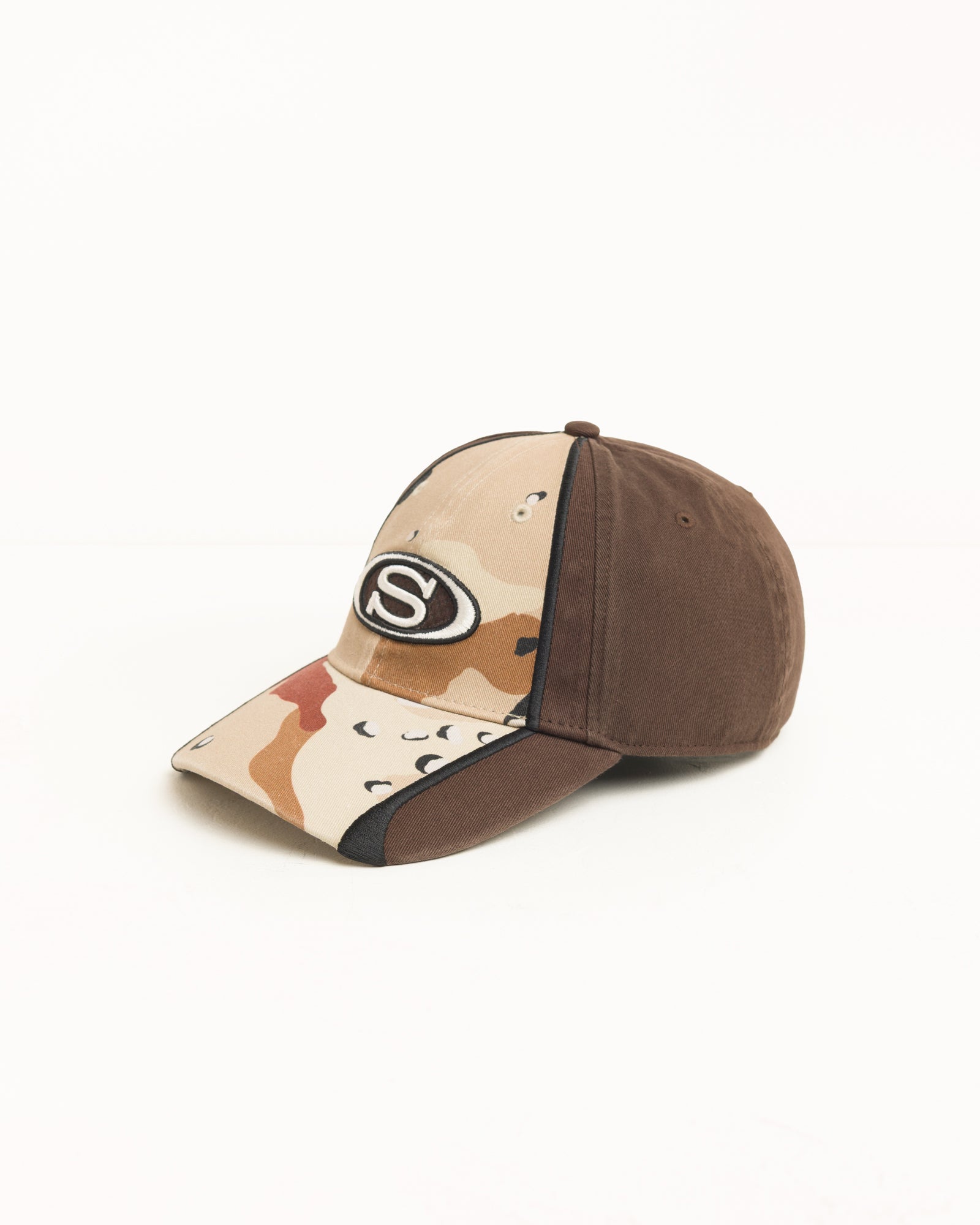 Stussy S Oval Cap berretto Desert Camo twill cotone