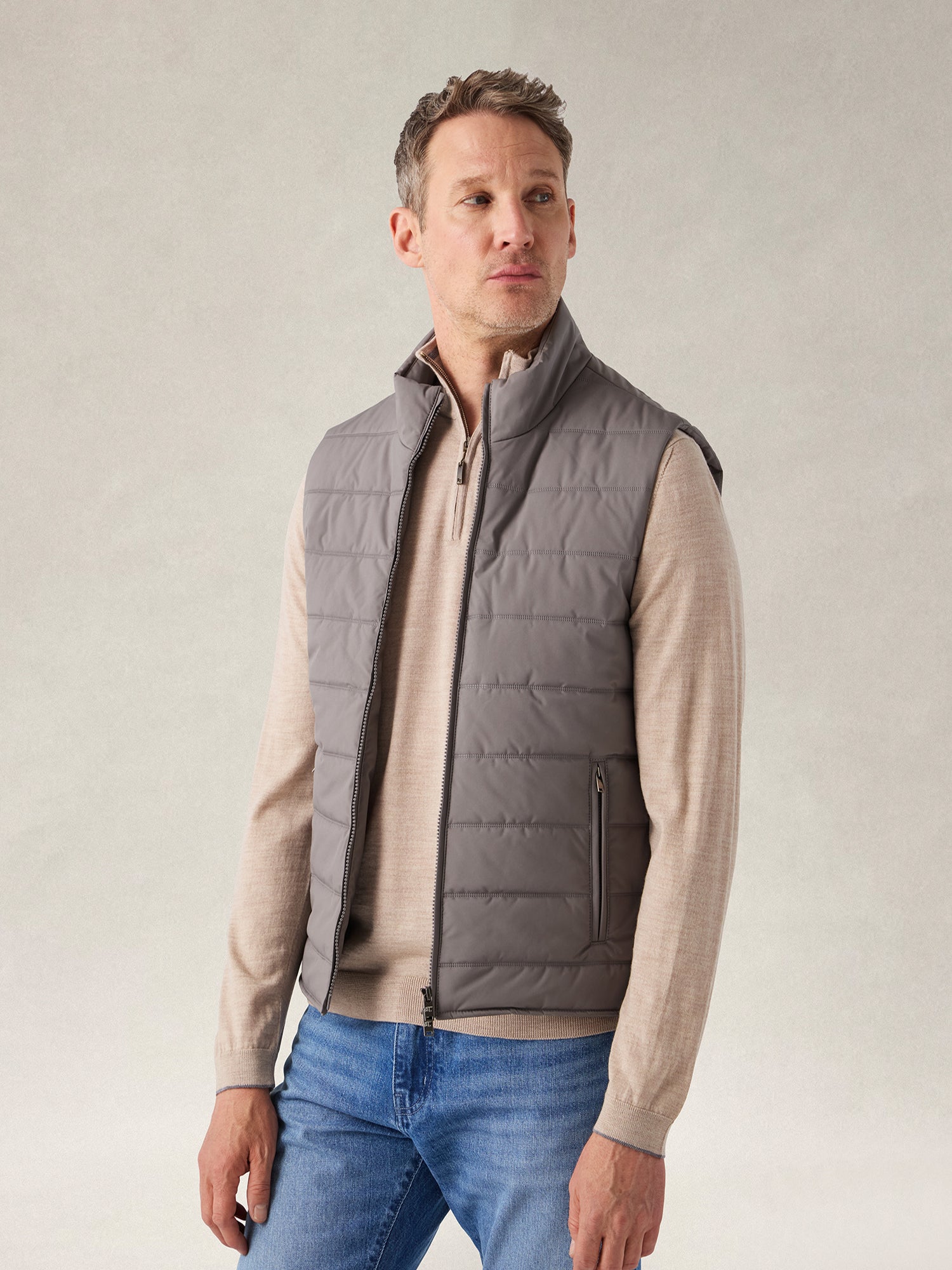 Robert Talbott Driver gilet trapuntato grigio idrorepellente