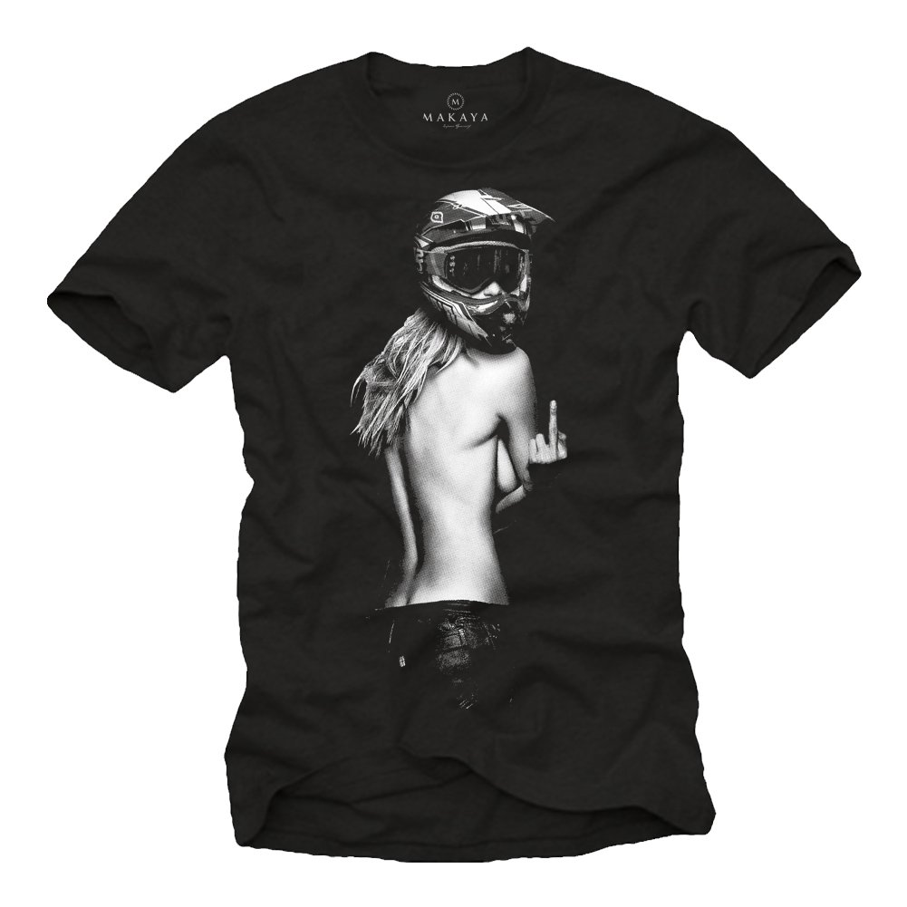 MAKAYA T-Shirt Uomo Casco Motocross Maglietta XL Cotone