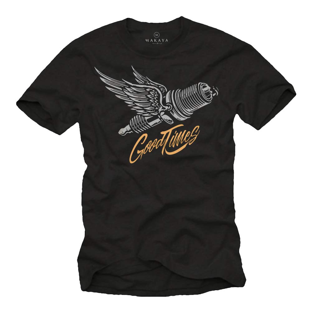 Makaya Meccanico T-Shirt Uomo Cotone Stampa Candela