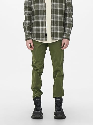 ONLY & SONS Pantaloni Chino Uomo Olive Night 33W x 32L elasticizzati
