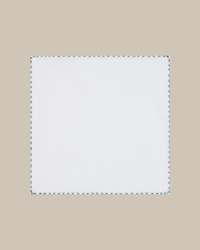 Robert Talbott Carlton pochette lino bianca