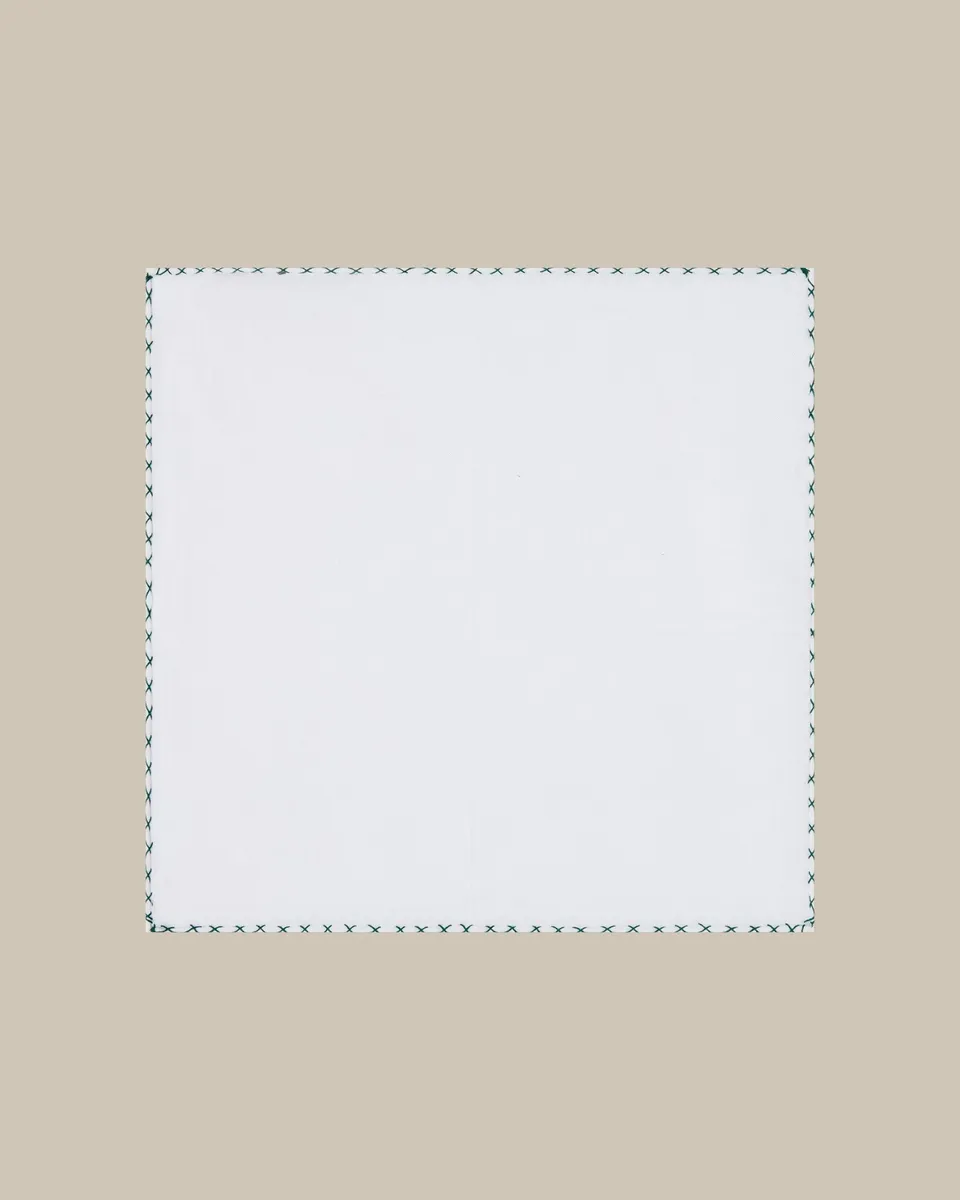 Robert Talbott Carlton pochette lino bianca