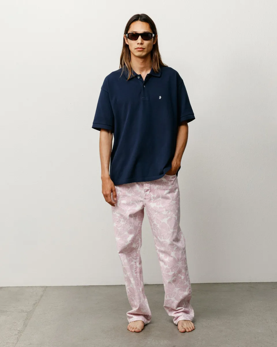 Stussy Classic Pique Polo navy cotone uomo