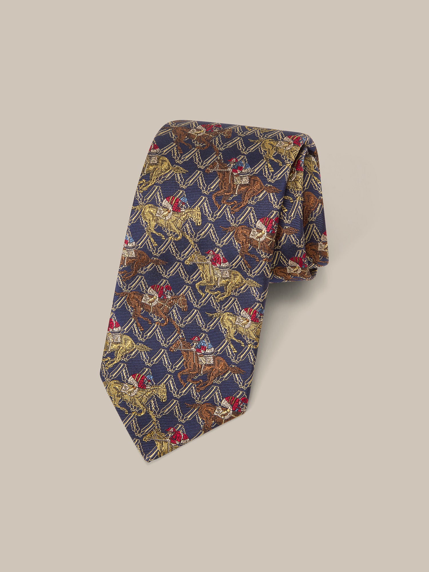 Robert Talbott Heritage Horse Racing cravatta blu multi REG