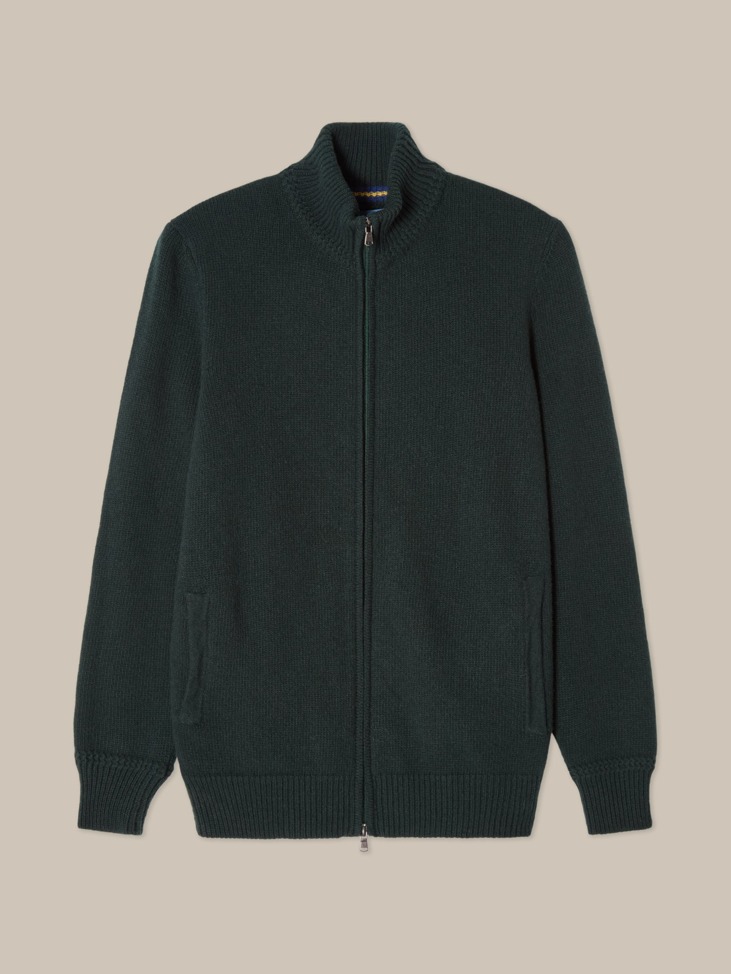 Robert Talbott Graham Maglione Uomo Zip Cashmere Verde