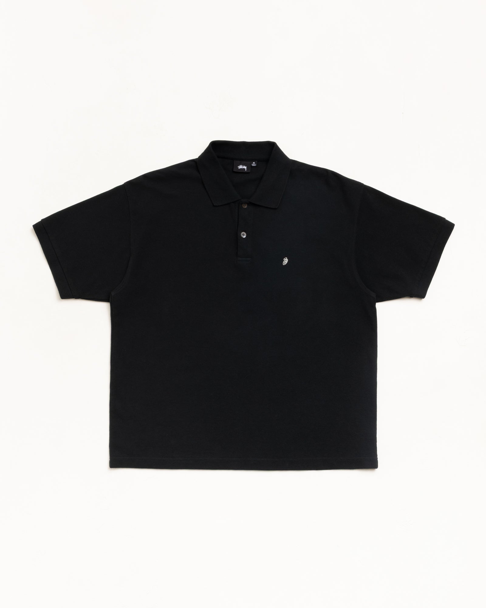 Stussy Classic Pique Polo polo cotone nero madreperla