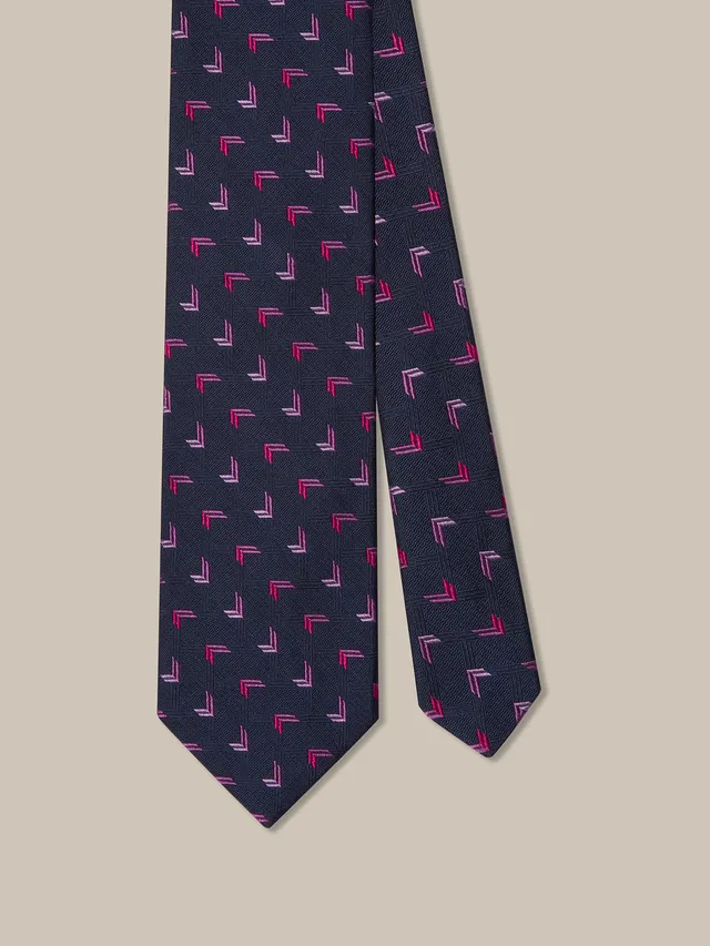 Robert Talbott Geometric Arrow Best of Class cravatta navy seta