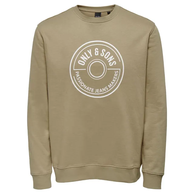 ONLY & SONS Regular Logo Crew maglione uomo beige-bianco cotone